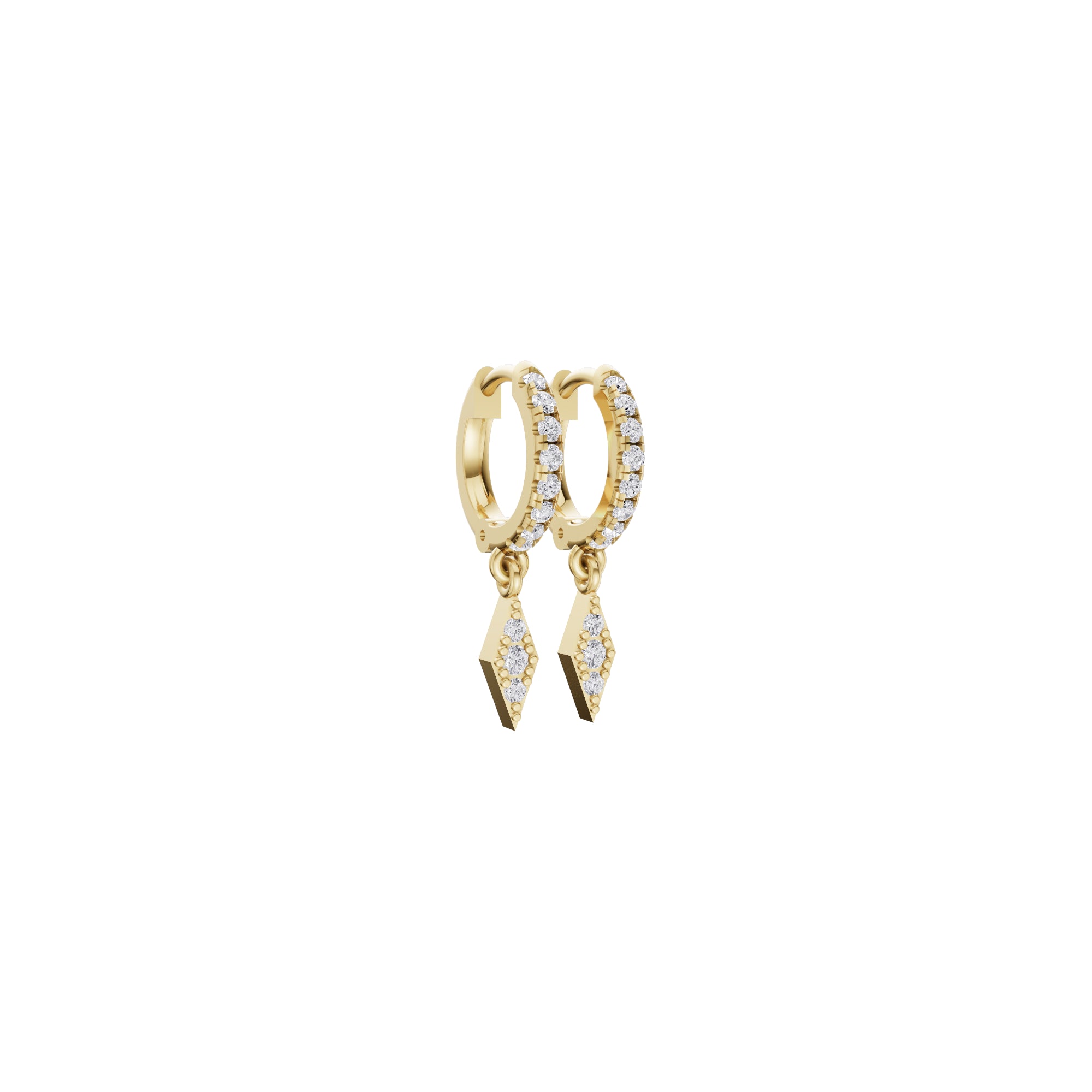 Aarinya Prism Diamond Huggie Dangles, Daily Wear Luxury, Dainty Kite Shaped Dangle Hoop Earrings, Graduation or Promotion Gift