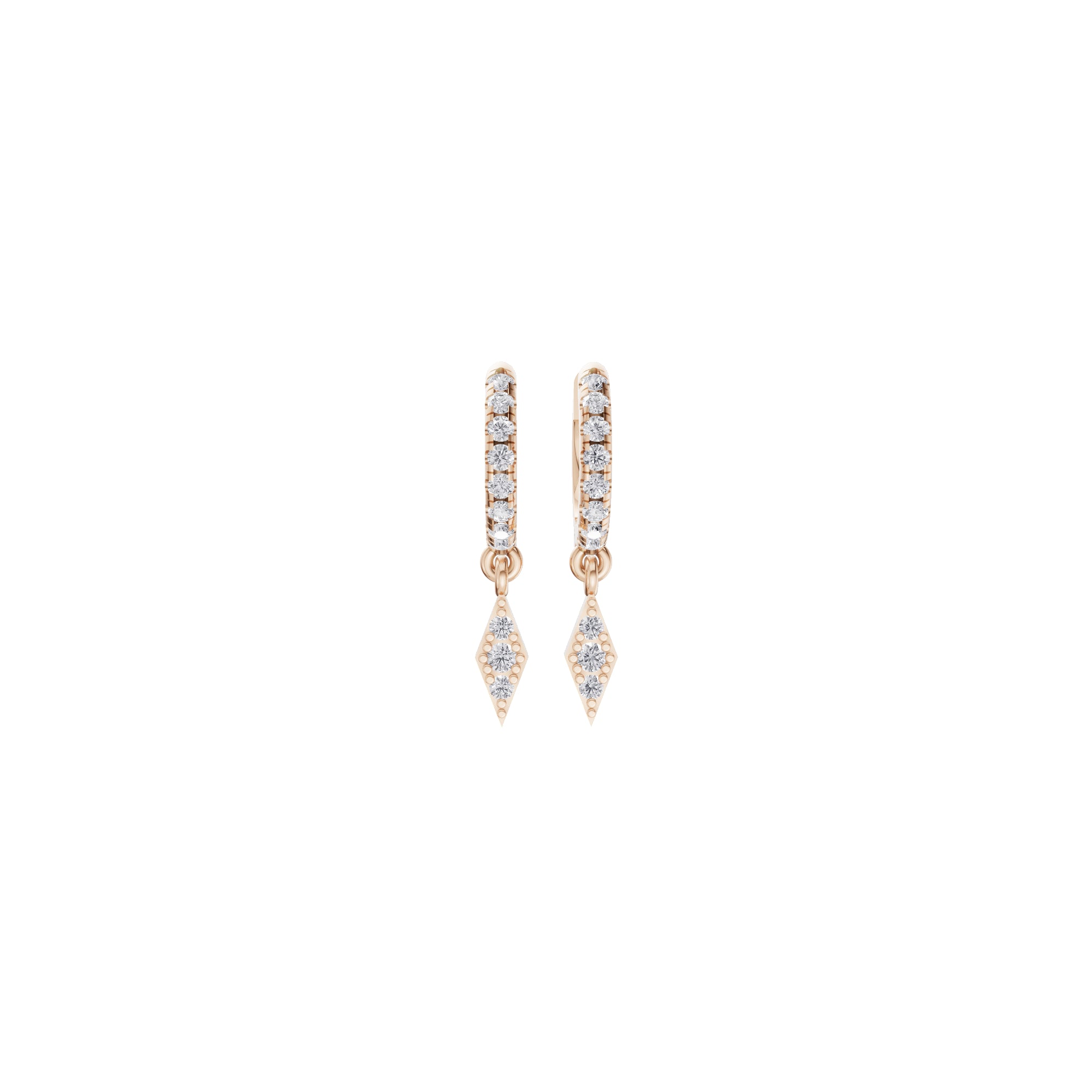 Aarinya Prism Diamond Huggie Dangles, Daily Wear Luxury, Dainty Kite Shaped Dangle Hoop Earrings, Graduation or Promotion Gift