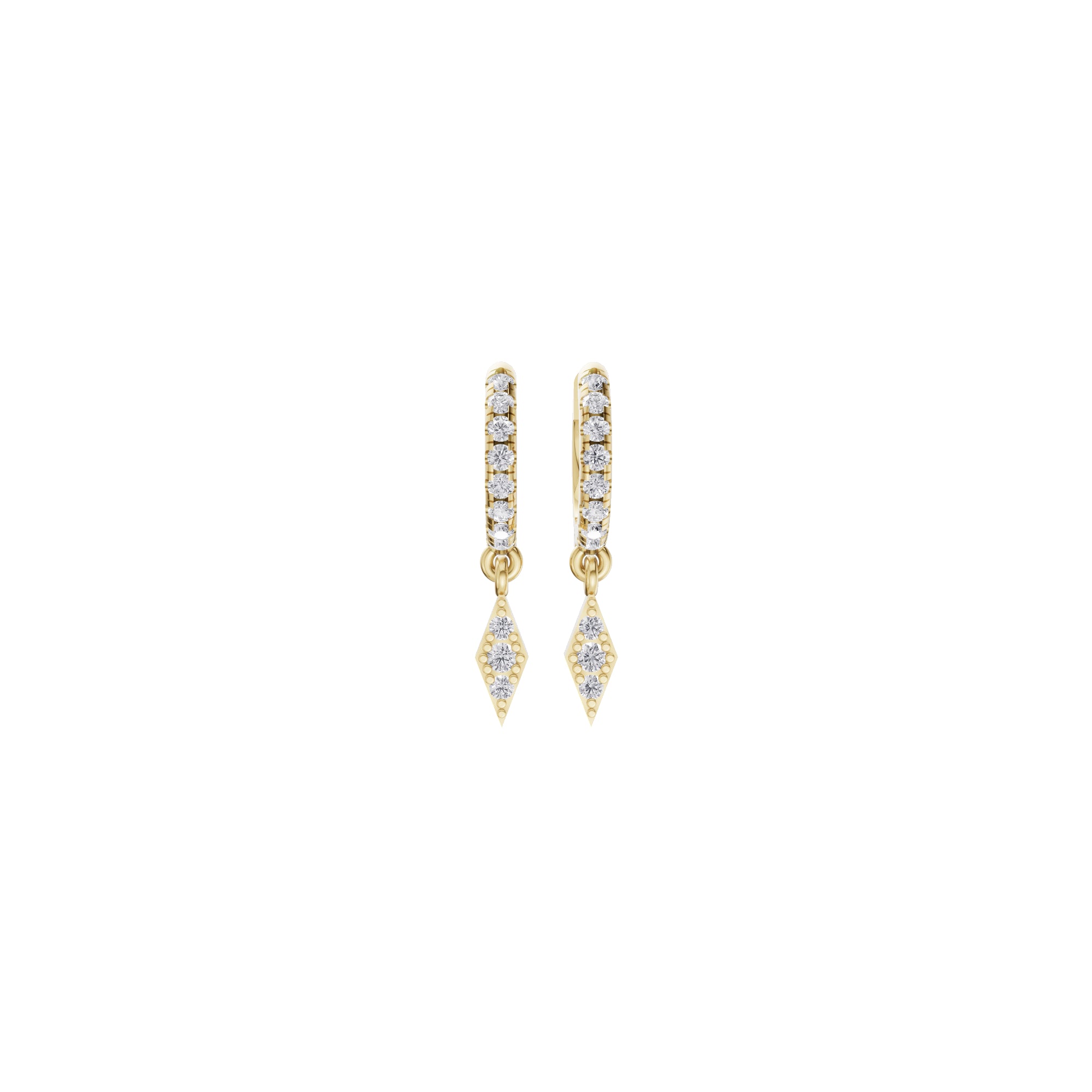 Aarinya Prism Diamond Huggie Dangles, Daily Wear Luxury, Dainty Kite Shaped Dangle Hoop Earrings, Graduation or Promotion Gift