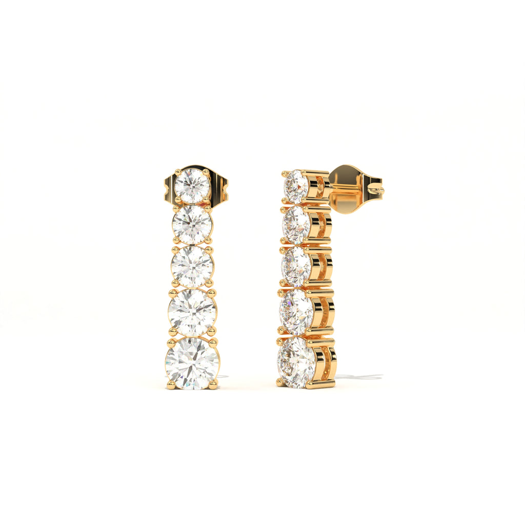 Aarinya Lab-Grown Diamond Linear Drop Earrings, The Centurion Minimalist Tiered Collet Cascade Earrings