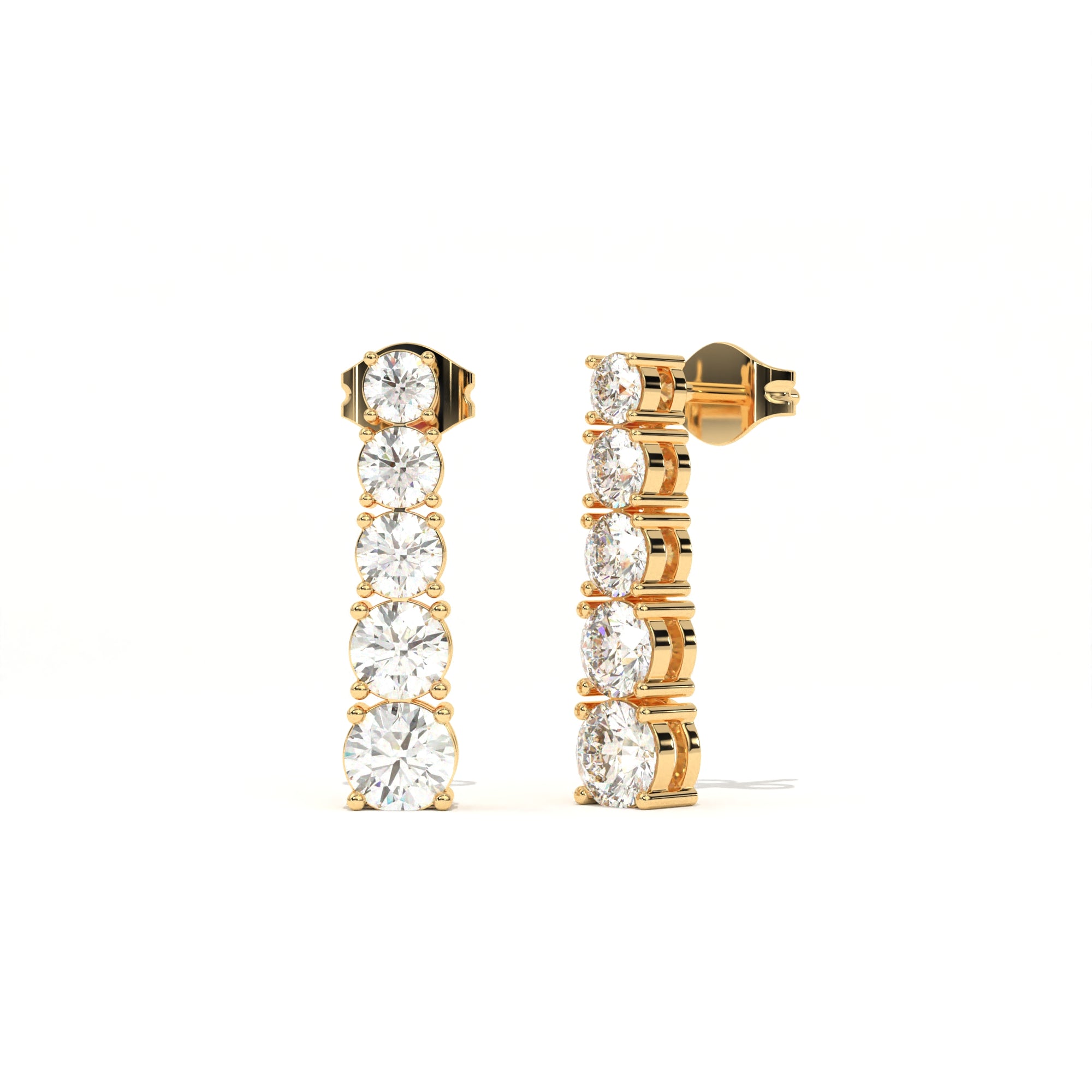 Aarinya Lab-Grown Diamond Linear Drop Earrings, The Centurion Minimalist Tiered Collet Cascade Earrings