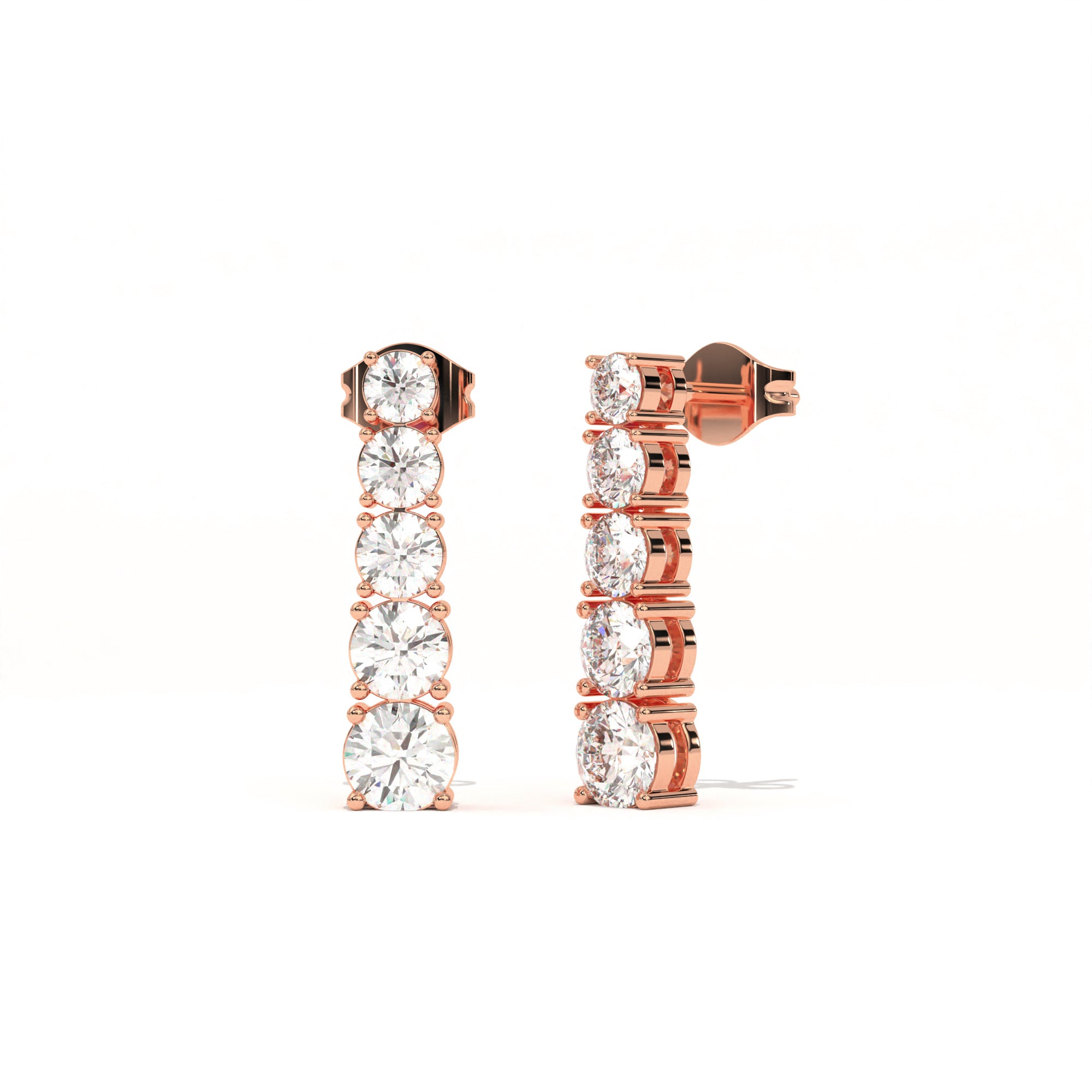 Aarinya Lab-Grown Diamond Linear Drop Earrings, The Centurion Minimalist Tiered Collet Cascade Earrings