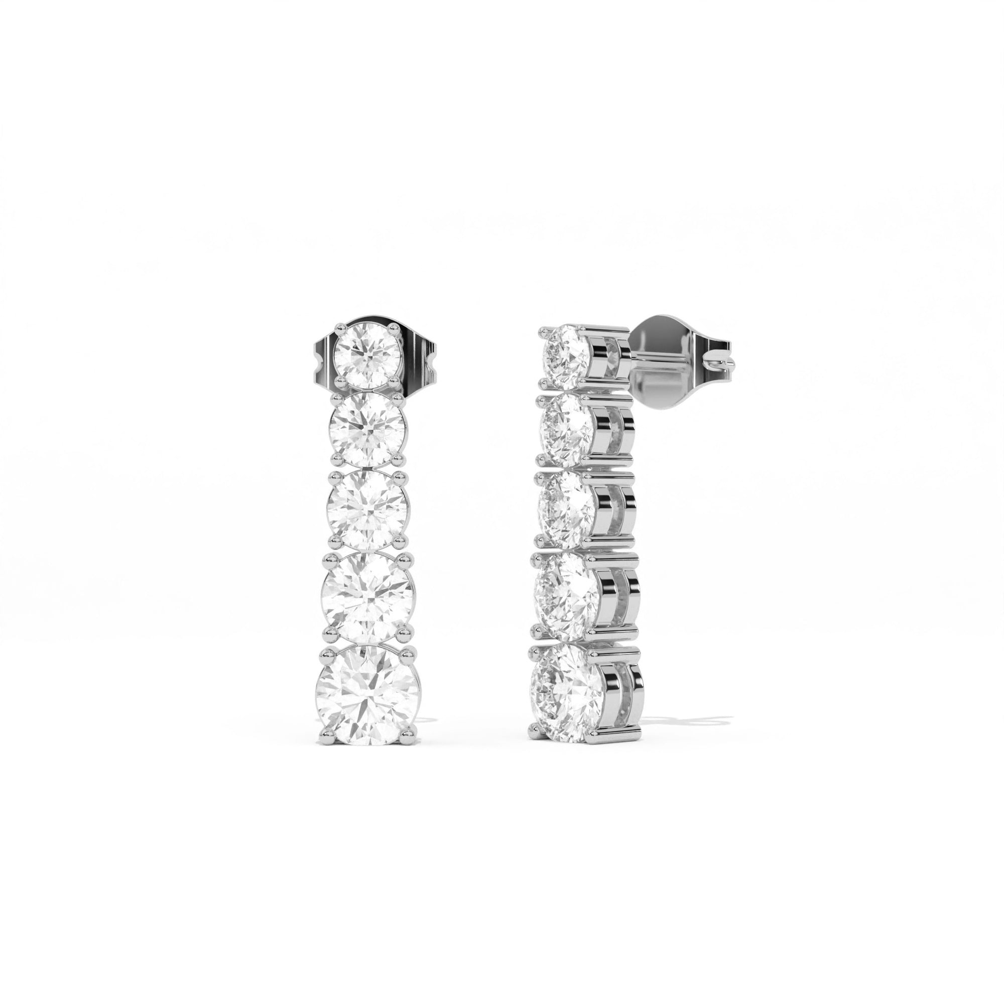 Aarinya Lab-Grown Diamond Linear Drop Earrings, The Centurion Minimalist Tiered Collet Cascade Earrings