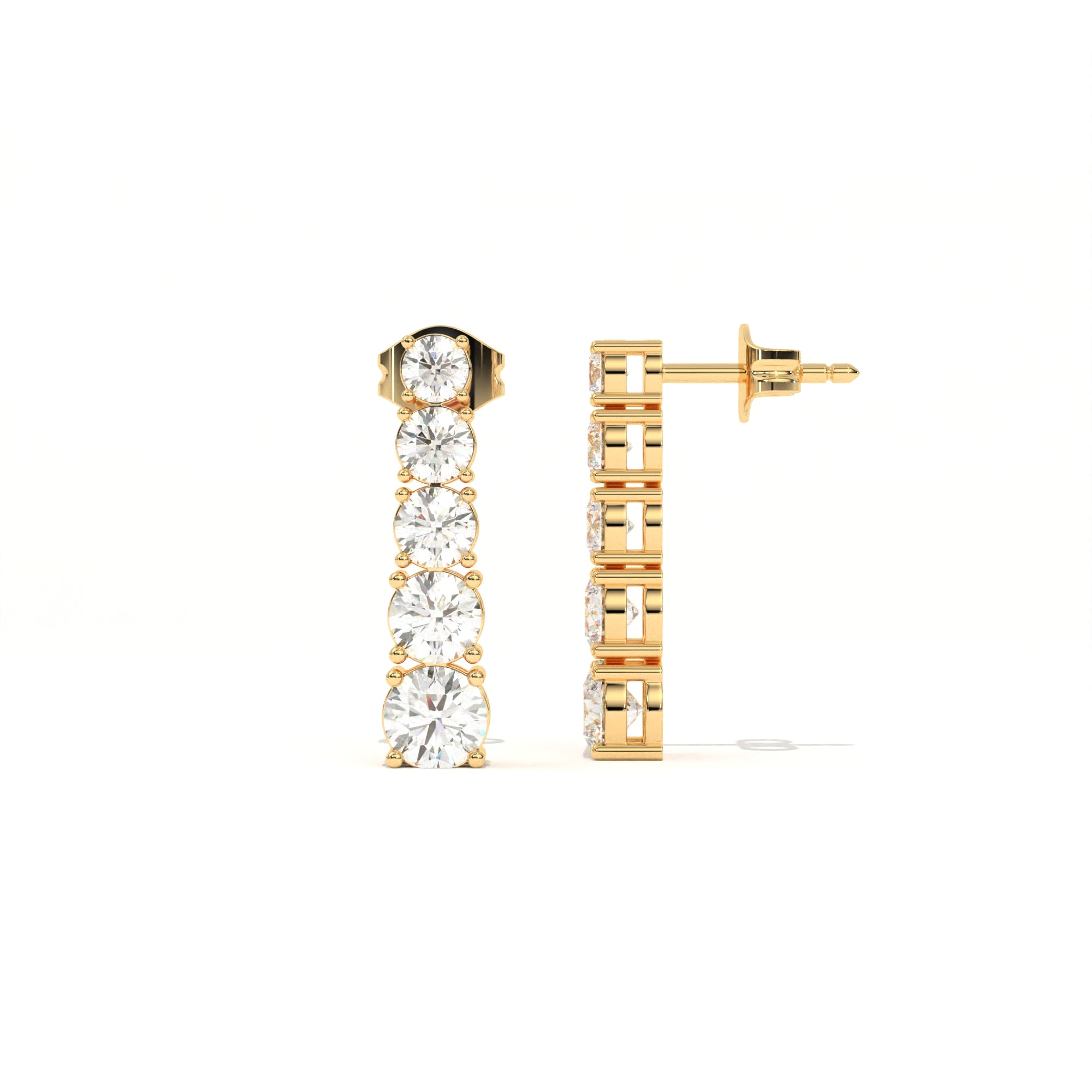 Aarinya Lab-Grown Diamond Linear Drop Earrings, The Centurion Minimalist Tiered Collet Cascade Earrings
