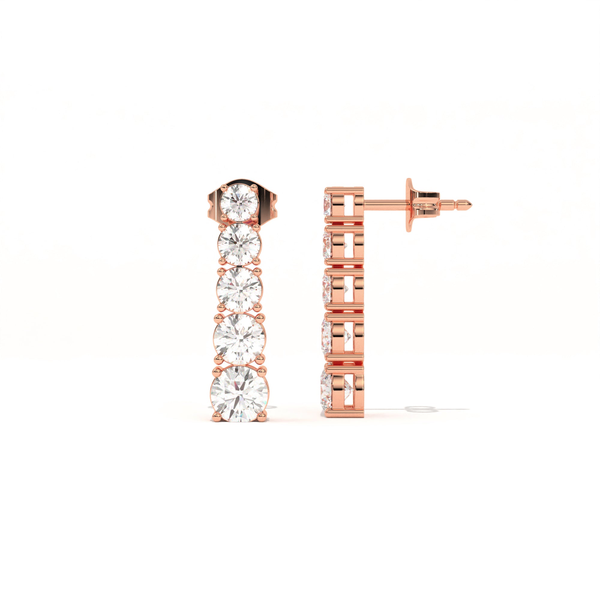 Aarinya Lab-Grown Diamond Linear Drop Earrings, The Centurion Minimalist Tiered Collet Cascade Earrings