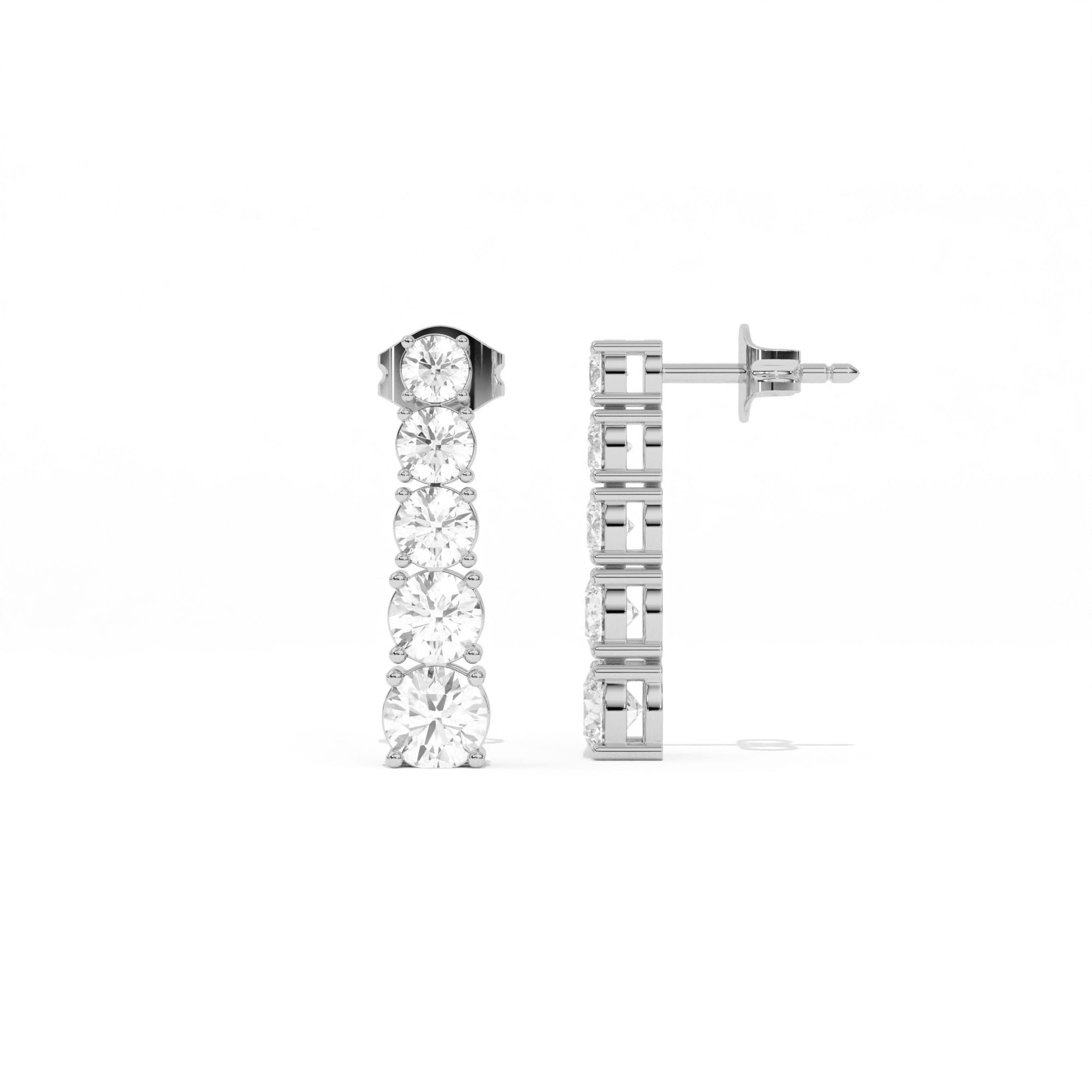 Aarinya Lab-Grown Diamond Linear Drop Earrings, The Centurion Minimalist Tiered Collet Cascade Earrings