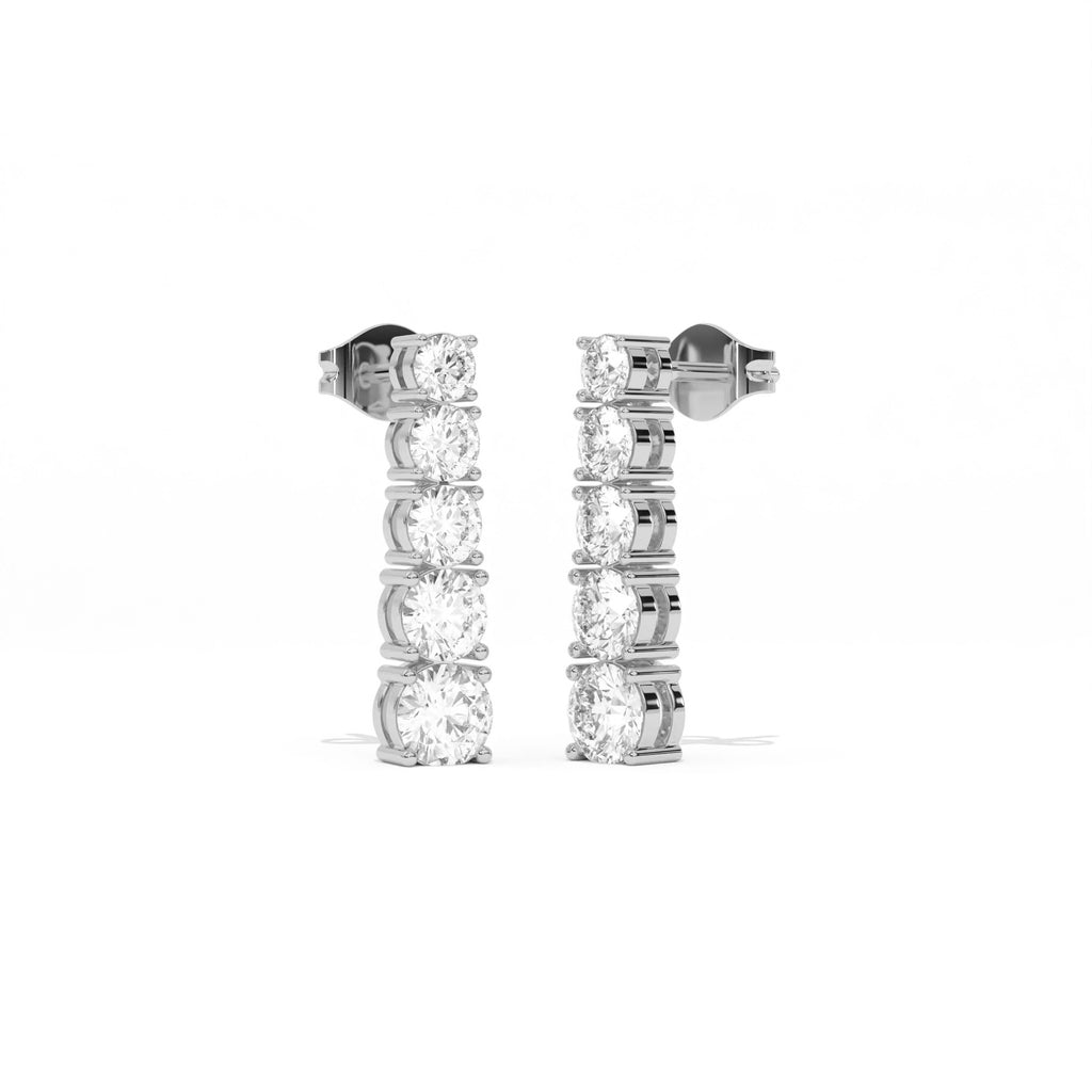 Aarinya Lab-Grown Diamond Linear Drop Earrings, The Centurion Minimalist Tiered Collet Cascade Earrings