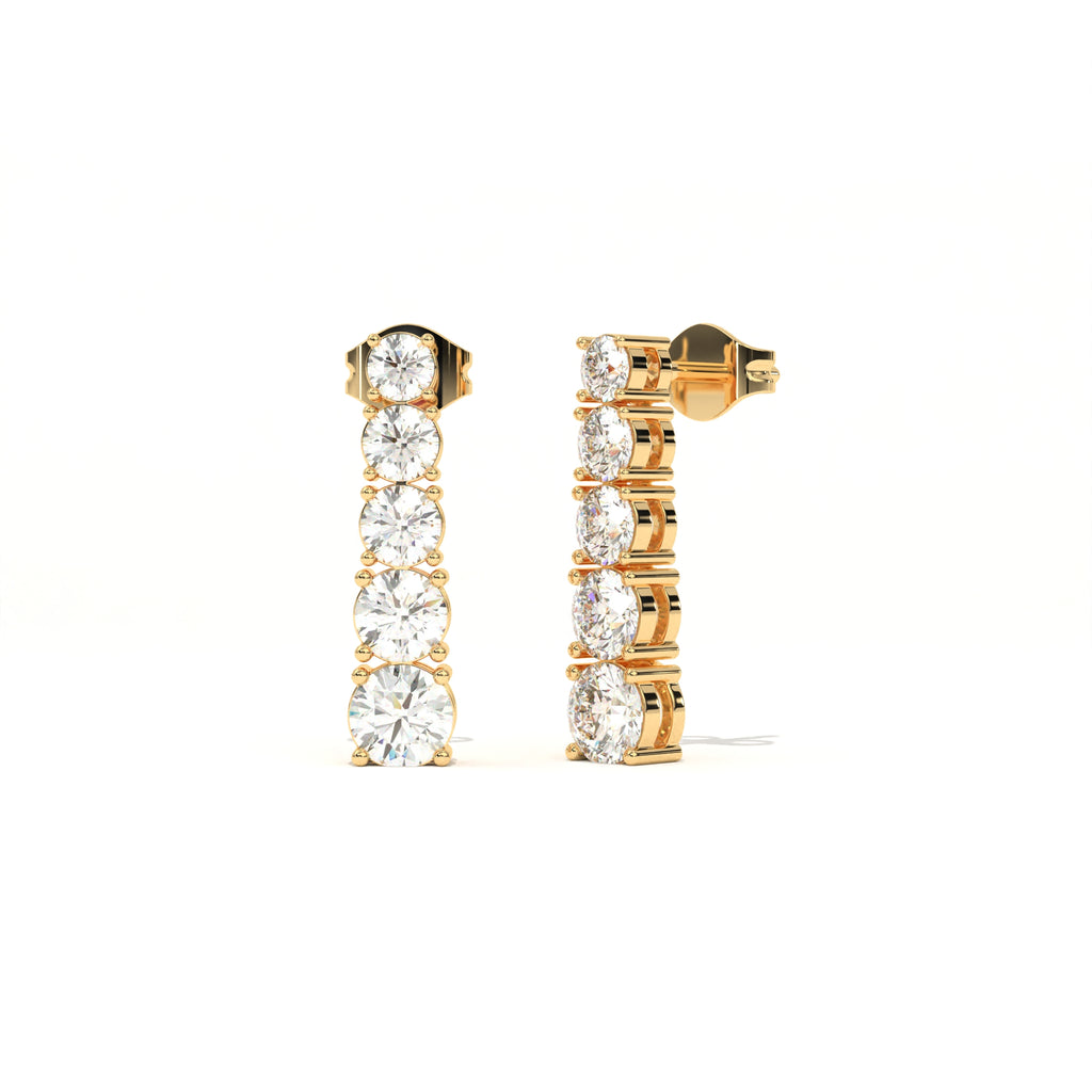 Aarinya Lab-Grown Diamond Linear Drop Earrings, The Centurion Minimalist Tiered Collet Cascade Earrings