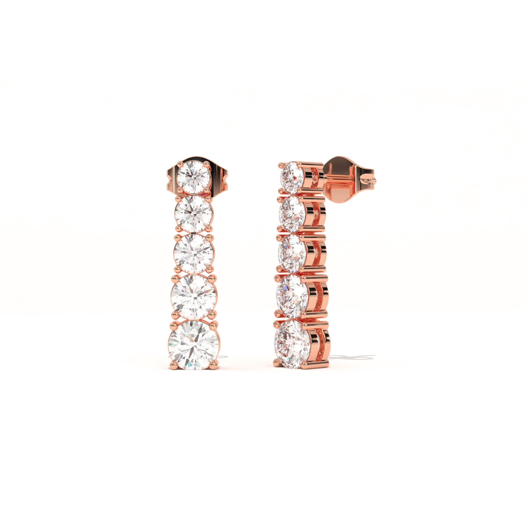 Aarinya Lab-Grown Diamond Linear Drop Earrings, The Centurion Minimalist Tiered Collet Cascade Earrings