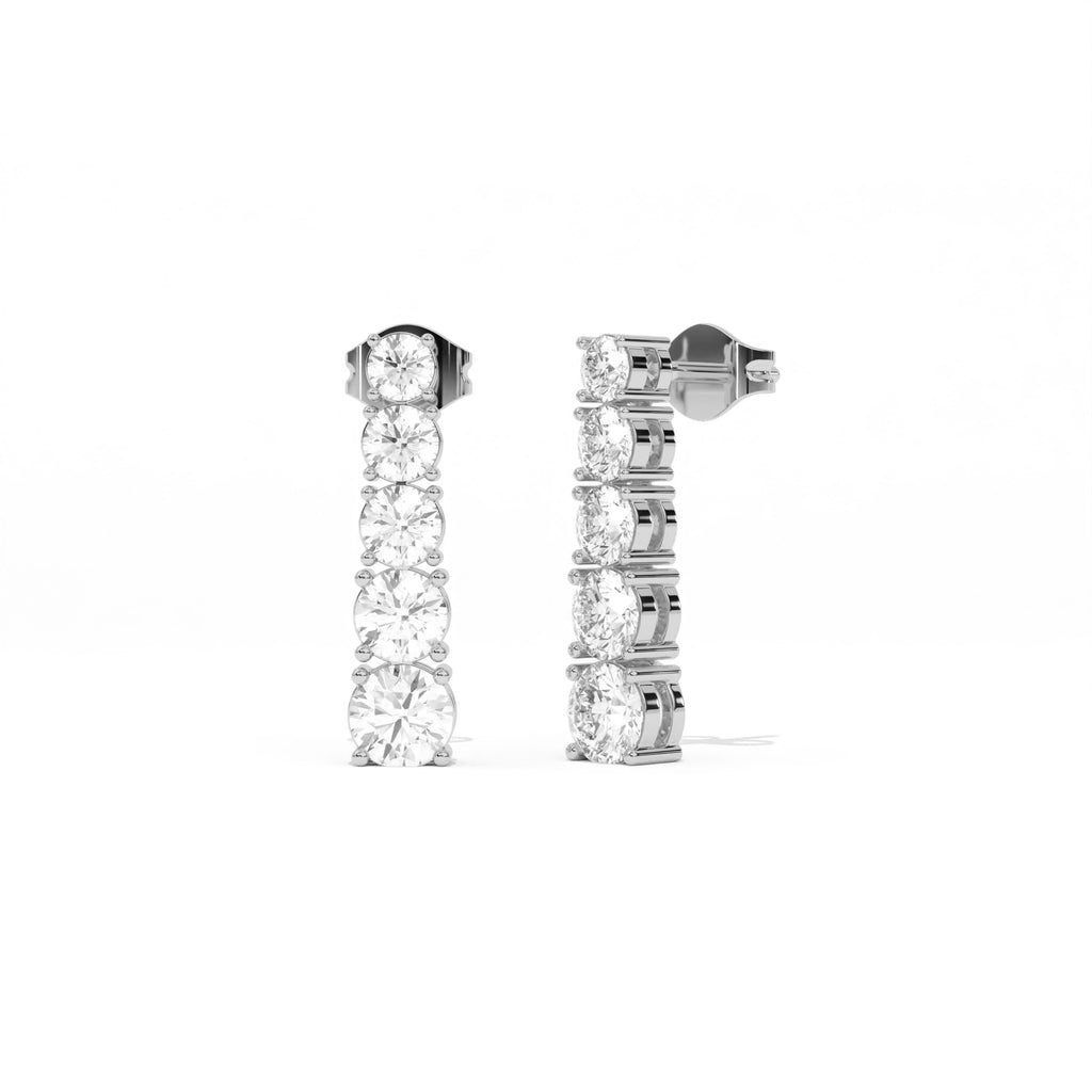 Aarinya Lab-Grown Diamond Linear Drop Earrings, The Centurion Minimalist Tiered Collet Cascade Earrings