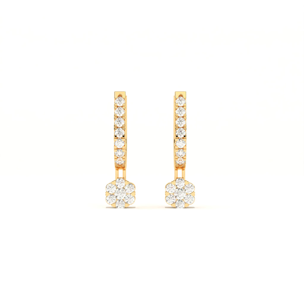 Aarinya Floral Cluster Linear Lab-Grown Diamond Drop Earrings, The Centurion Minimalist Tiered Rosetta Drop Earrings