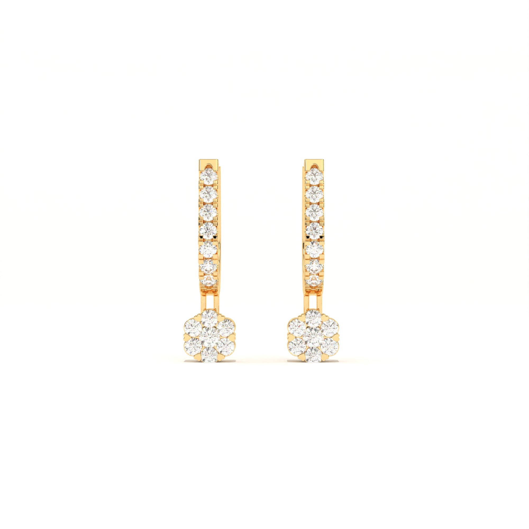 Aarinya Floral Cluster Linear Lab-Grown Diamond Drop Earrings, The Centurion Minimalist Tiered Rosetta Drop Earrings