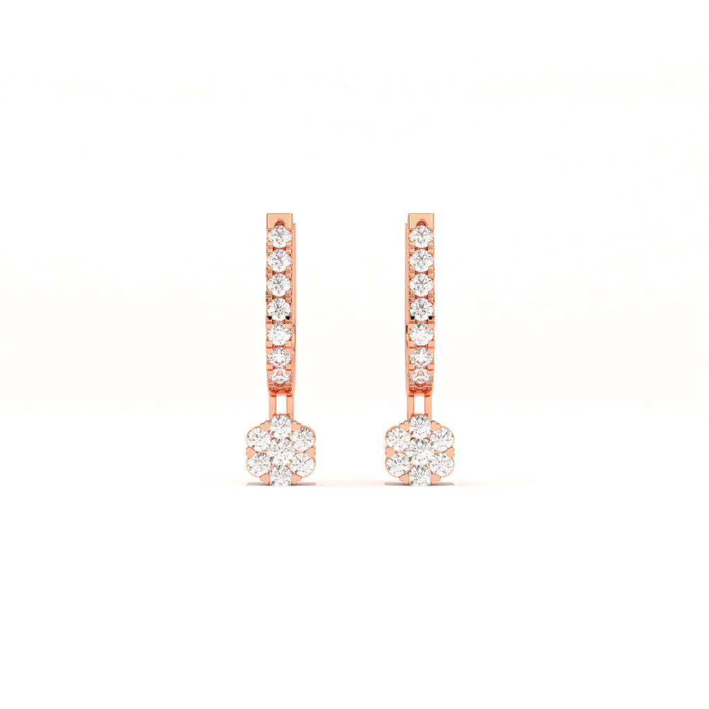 Aarinya Floral Cluster Linear Lab-Grown Diamond Drop Earrings, The Centurion Minimalist Tiered Rosetta Drop Earrings