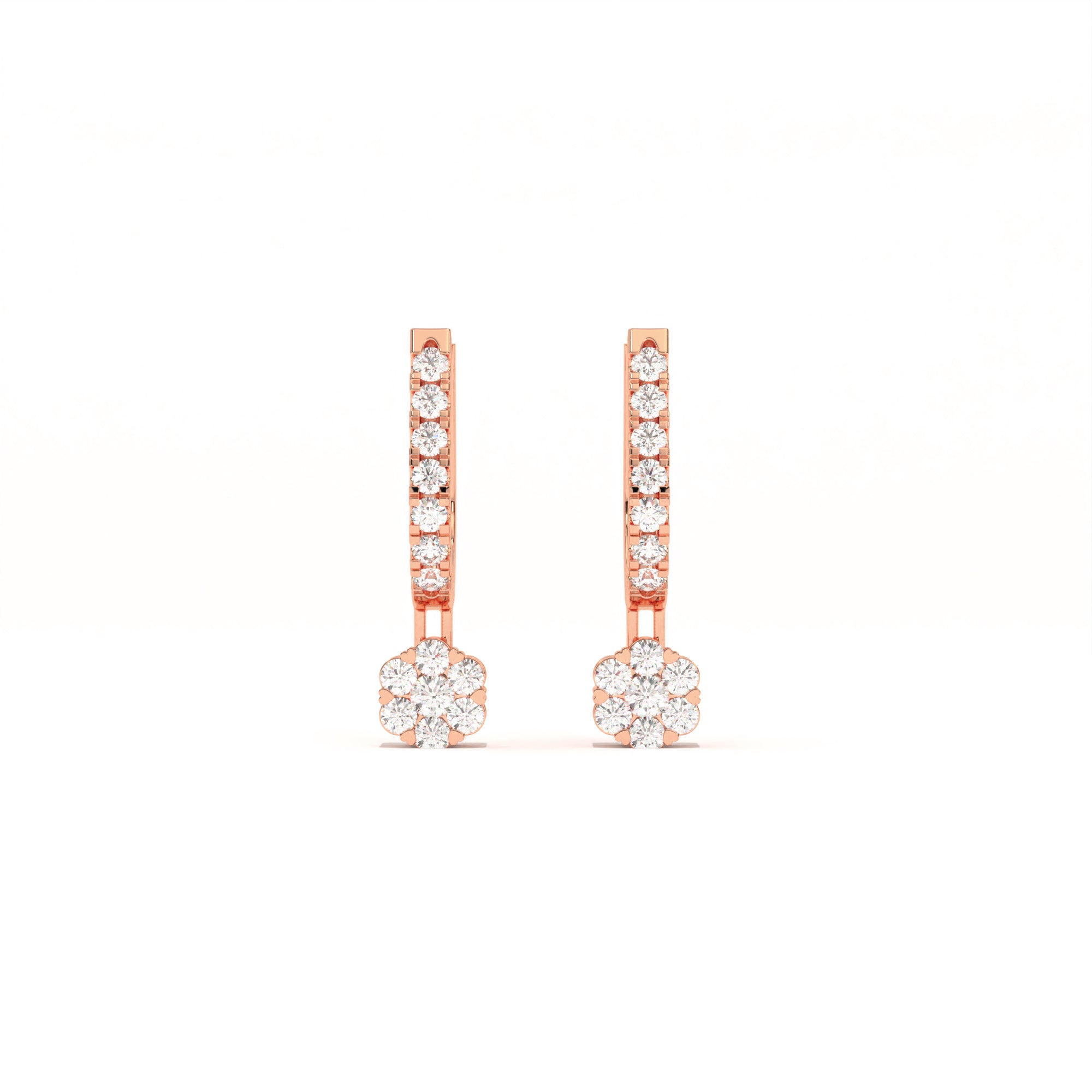 Aarinya Floral Cluster Linear Lab-Grown Diamond Drop Earrings, The Centurion Minimalist Tiered Rosetta Drop Earrings