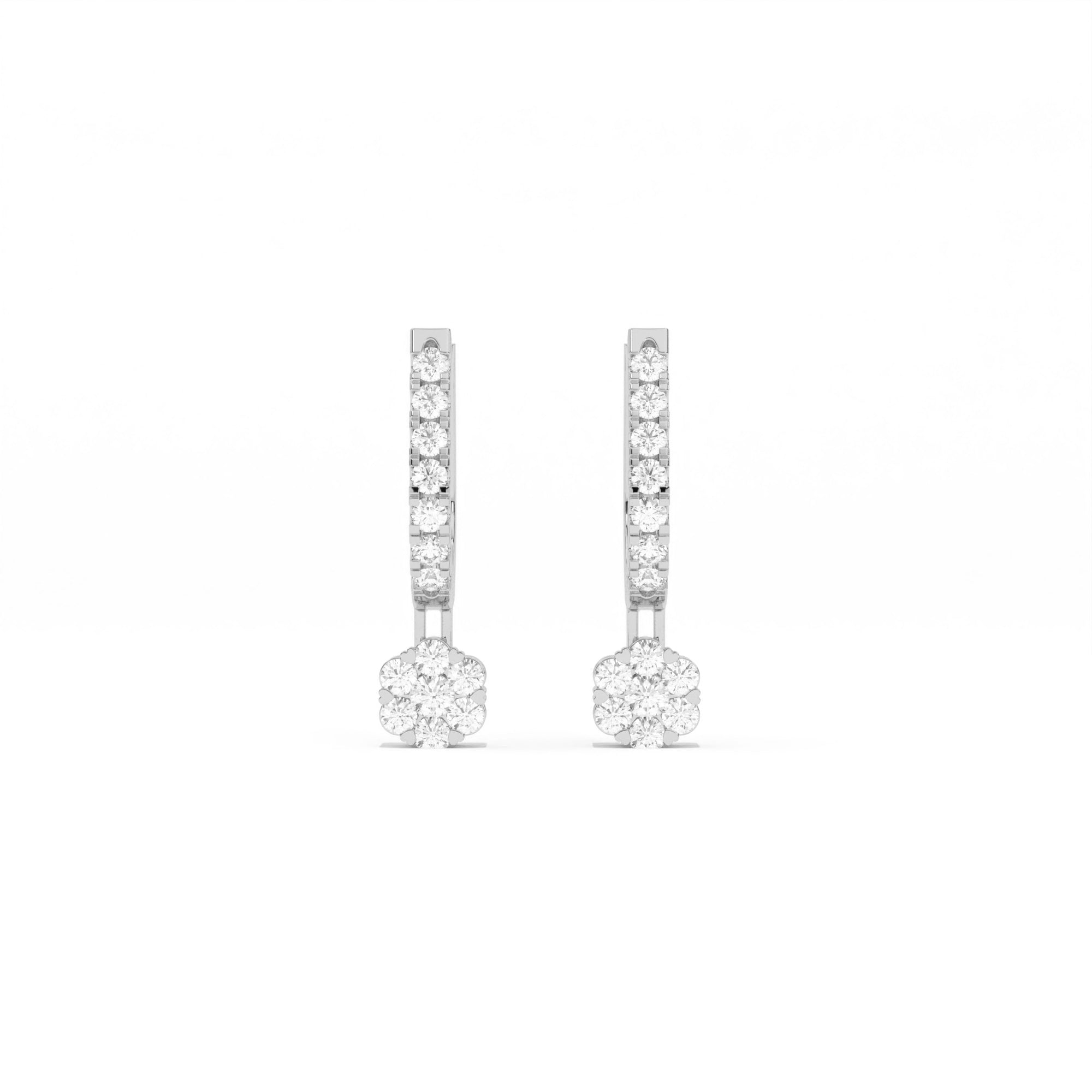 Aarinya Floral Cluster Linear Lab-Grown Diamond Drop Earrings, The Centurion Minimalist Tiered Rosetta Drop Earrings