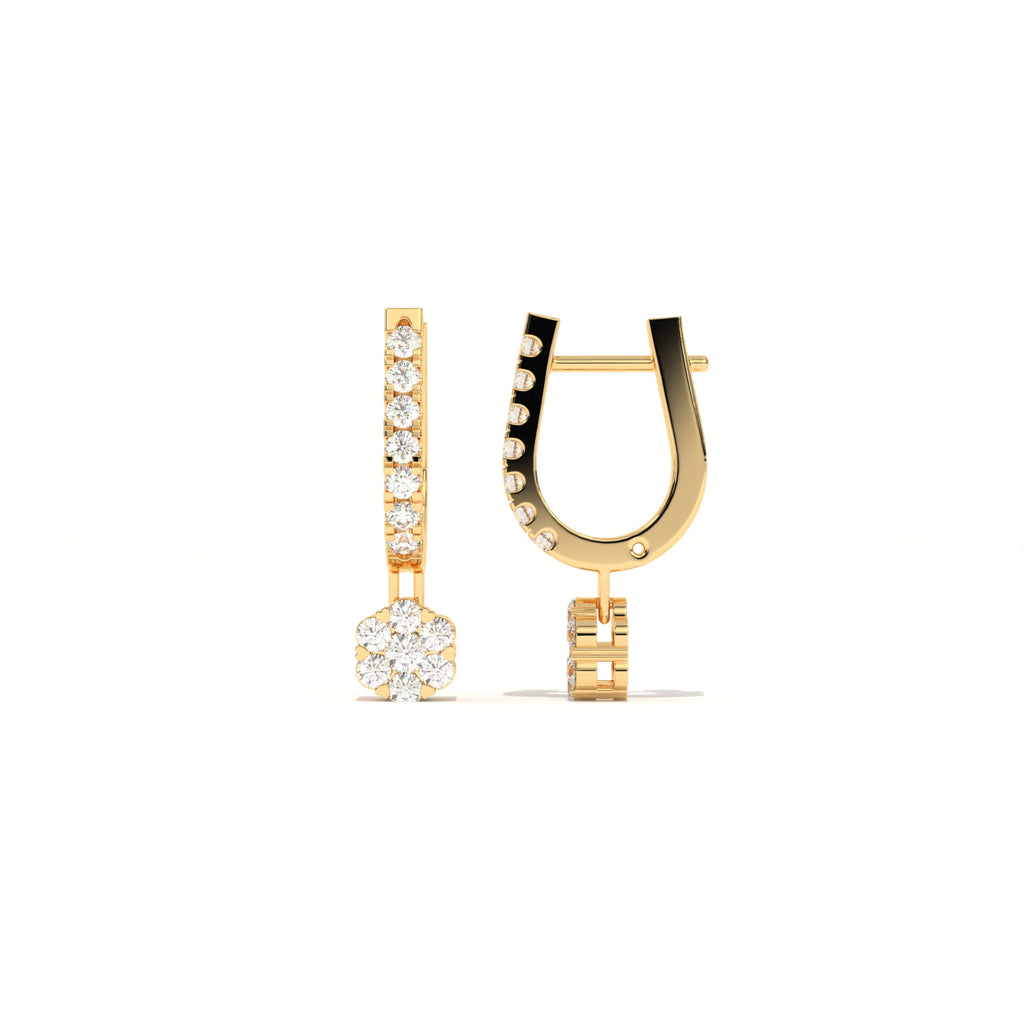 Aarinya Floral Cluster Linear Lab-Grown Diamond Drop Earrings, The Centurion Minimalist Tiered Rosetta Drop Earrings