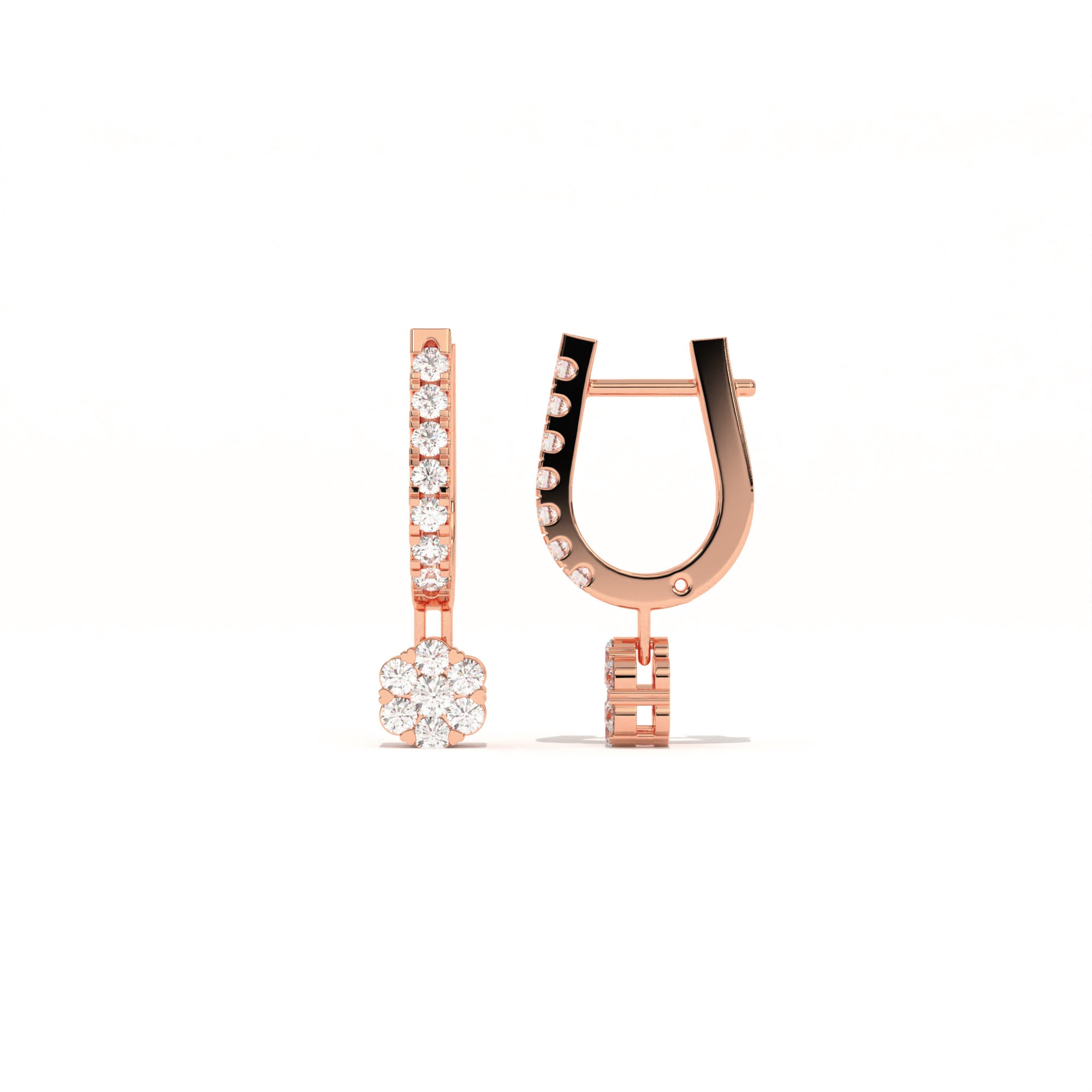 Aarinya Floral Cluster Linear Lab-Grown Diamond Drop Earrings, The Centurion Minimalist Tiered Rosetta Drop Earrings