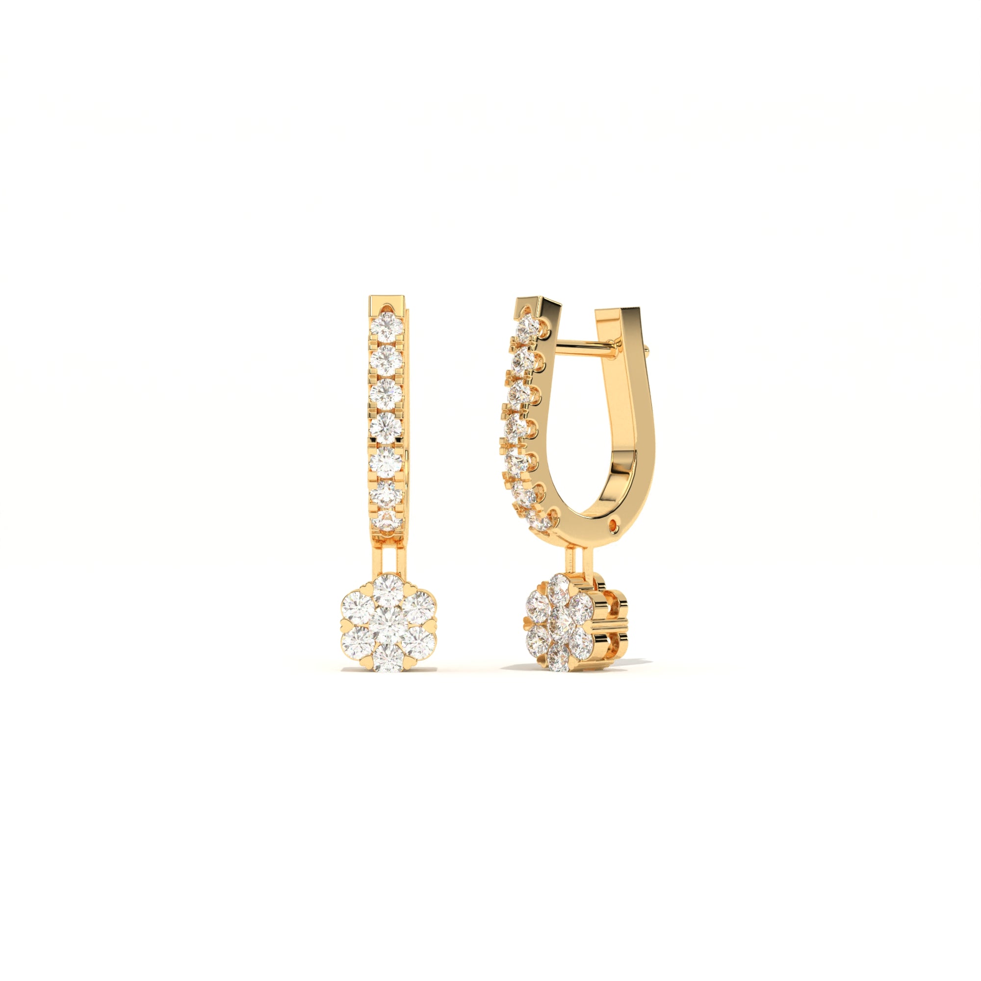 Aarinya Floral Cluster Linear Lab-Grown Diamond Drop Earrings, The Centurion Minimalist Tiered Rosetta Drop Earrings