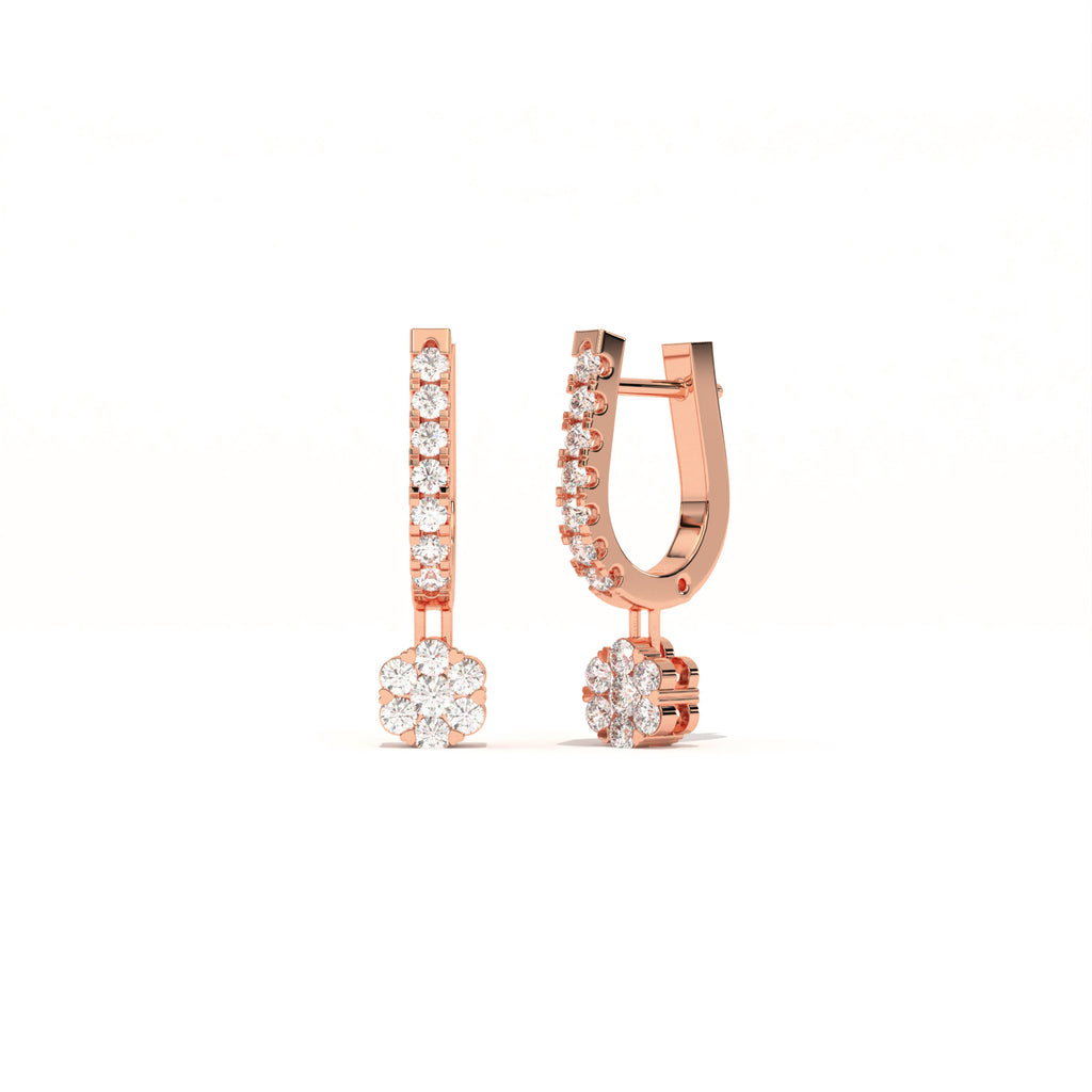 Aarinya Floral Cluster Linear Lab-Grown Diamond Drop Earrings, The Centurion Minimalist Tiered Rosetta Drop Earrings
