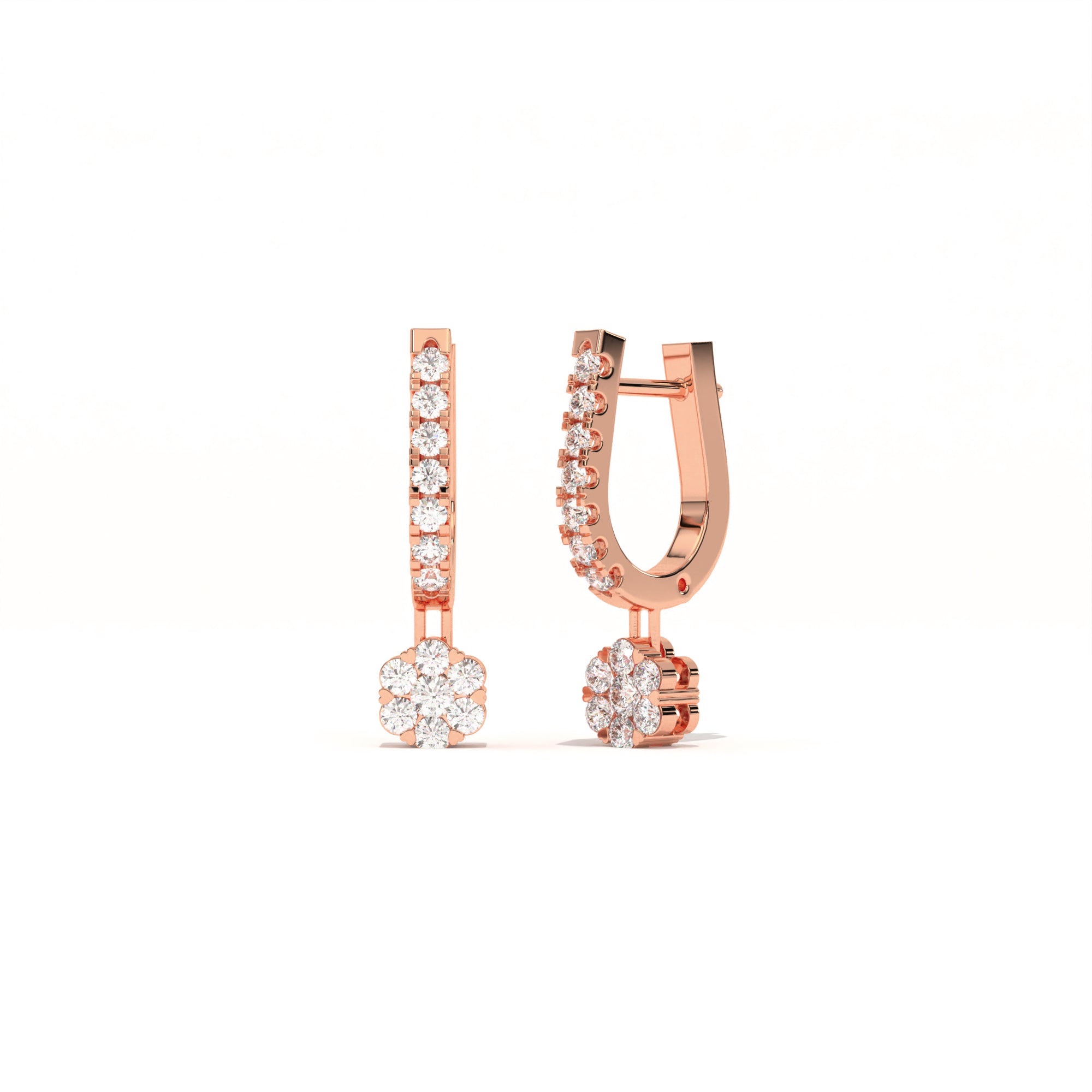 Aarinya Floral Cluster Linear Lab-Grown Diamond Drop Earrings, The Centurion Minimalist Tiered Rosetta Drop Earrings