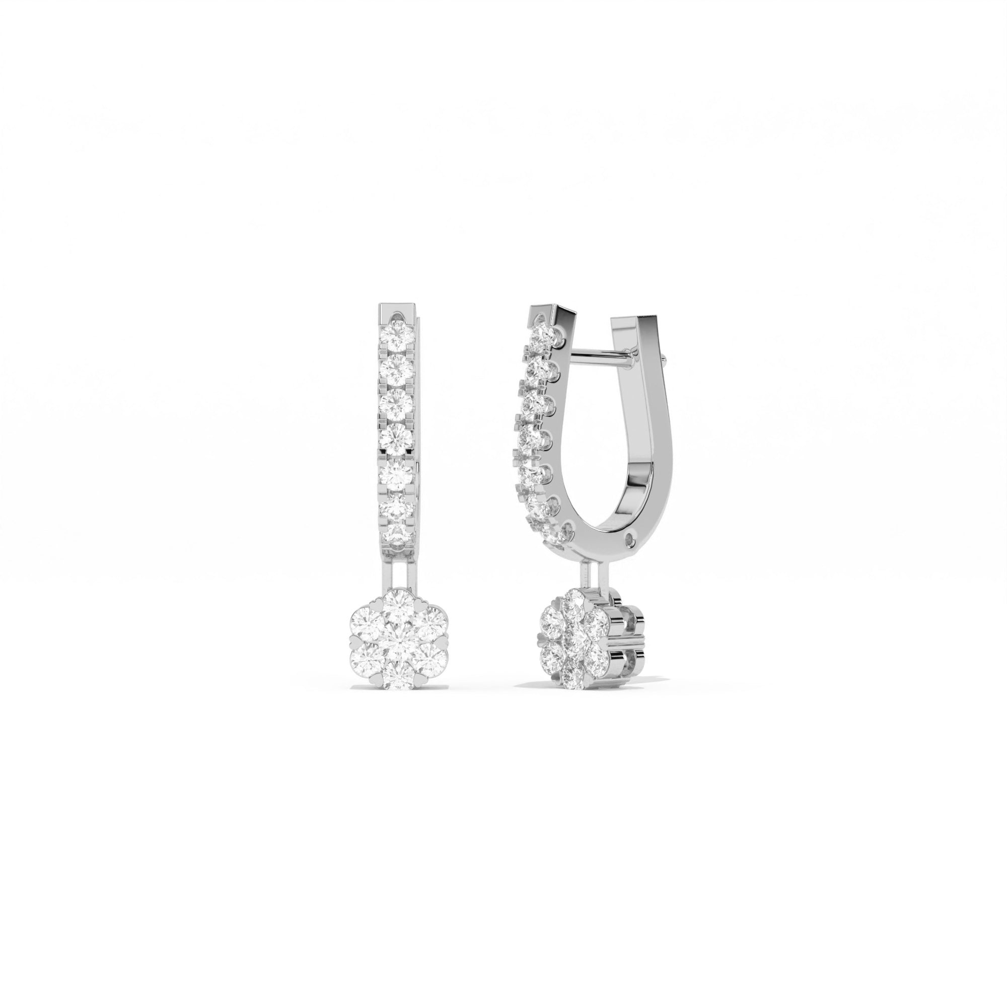 Aarinya Floral Cluster Linear Lab-Grown Diamond Drop Earrings, The Centurion Minimalist Tiered Rosetta Drop Earrings