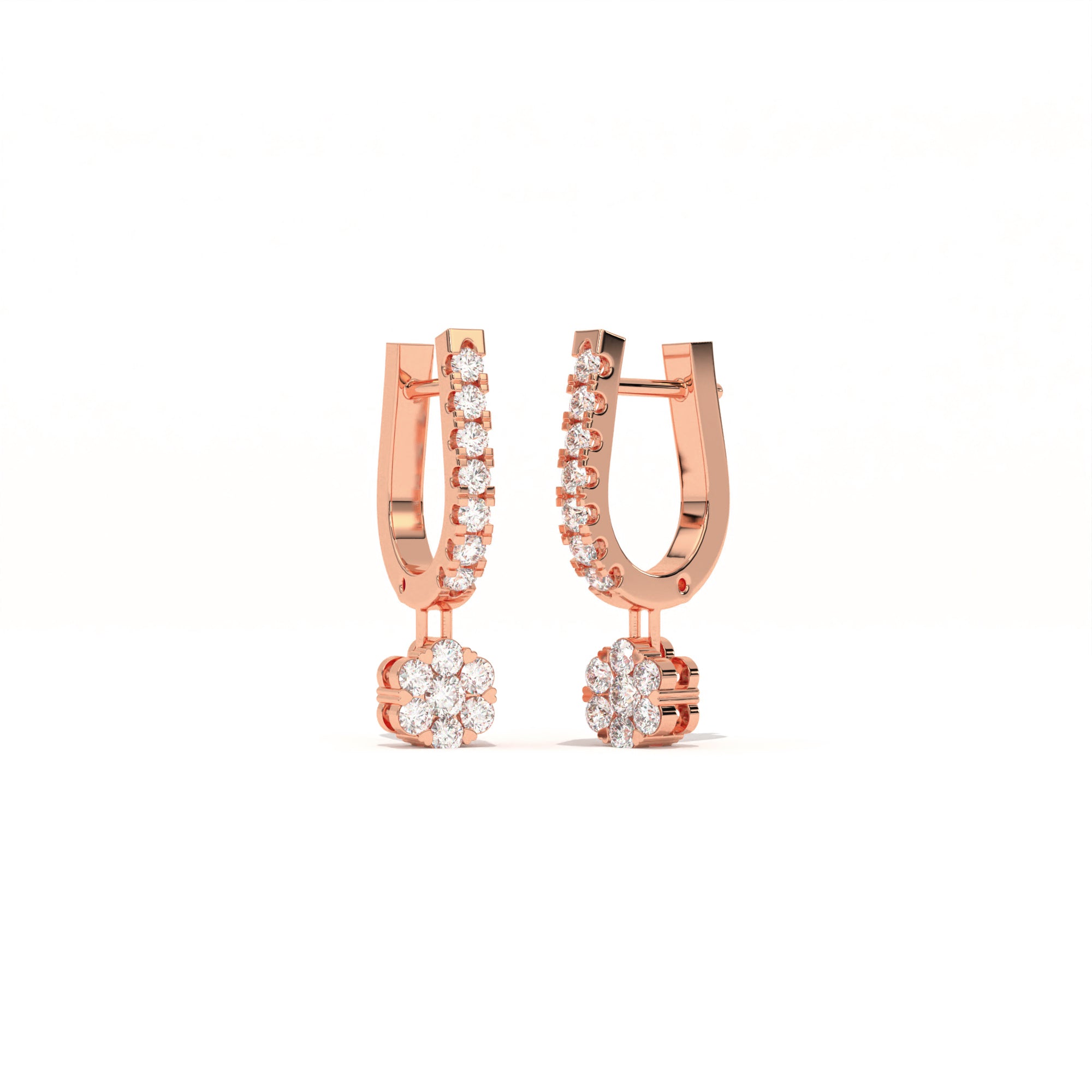 Aarinya Floral Cluster Linear Lab-Grown Diamond Drop Earrings, The Centurion Minimalist Tiered Rosetta Drop Earrings