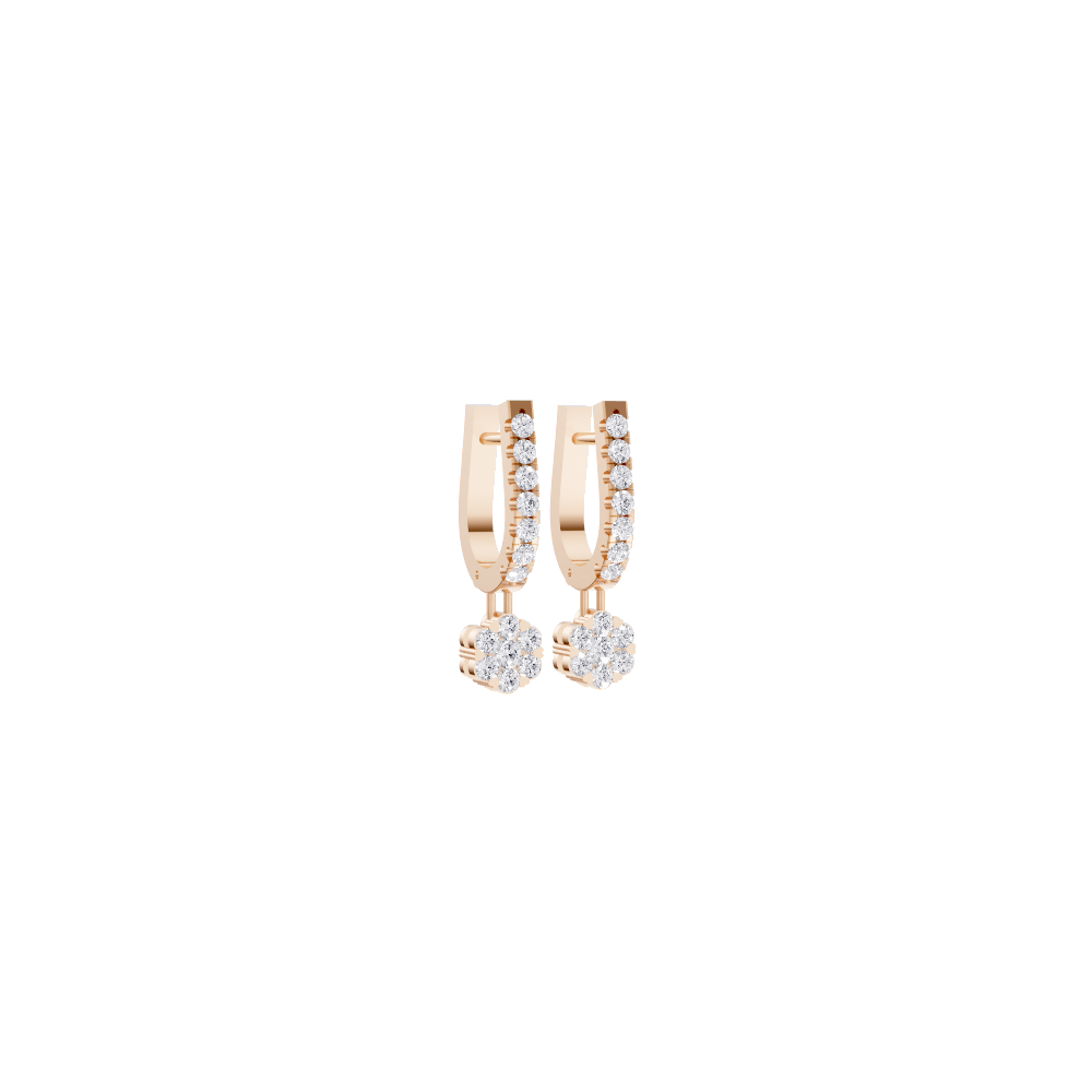 Aarinya Floral Cluster Linear Lab-Grown Diamond Drop Earrings