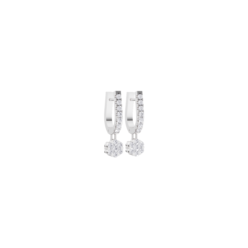 Aarinya Floral Cluster Linear Lab-Grown Diamond Drop Earrings