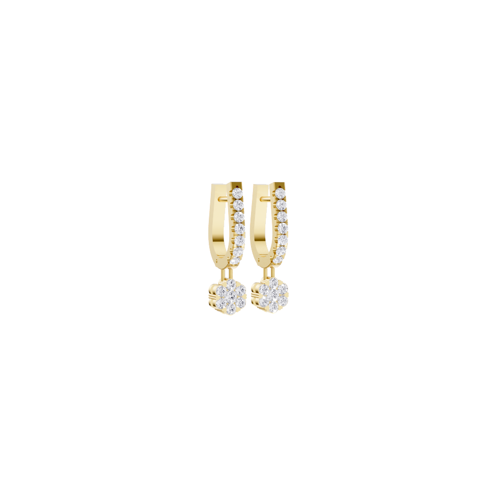 Aarinya Floral Cluster Linear Lab-Grown Diamond Drop Earrings