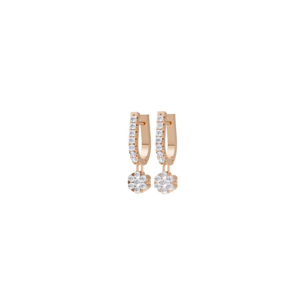 Aarinya Floral Cluster Linear Lab-Grown Diamond Drop Earrings