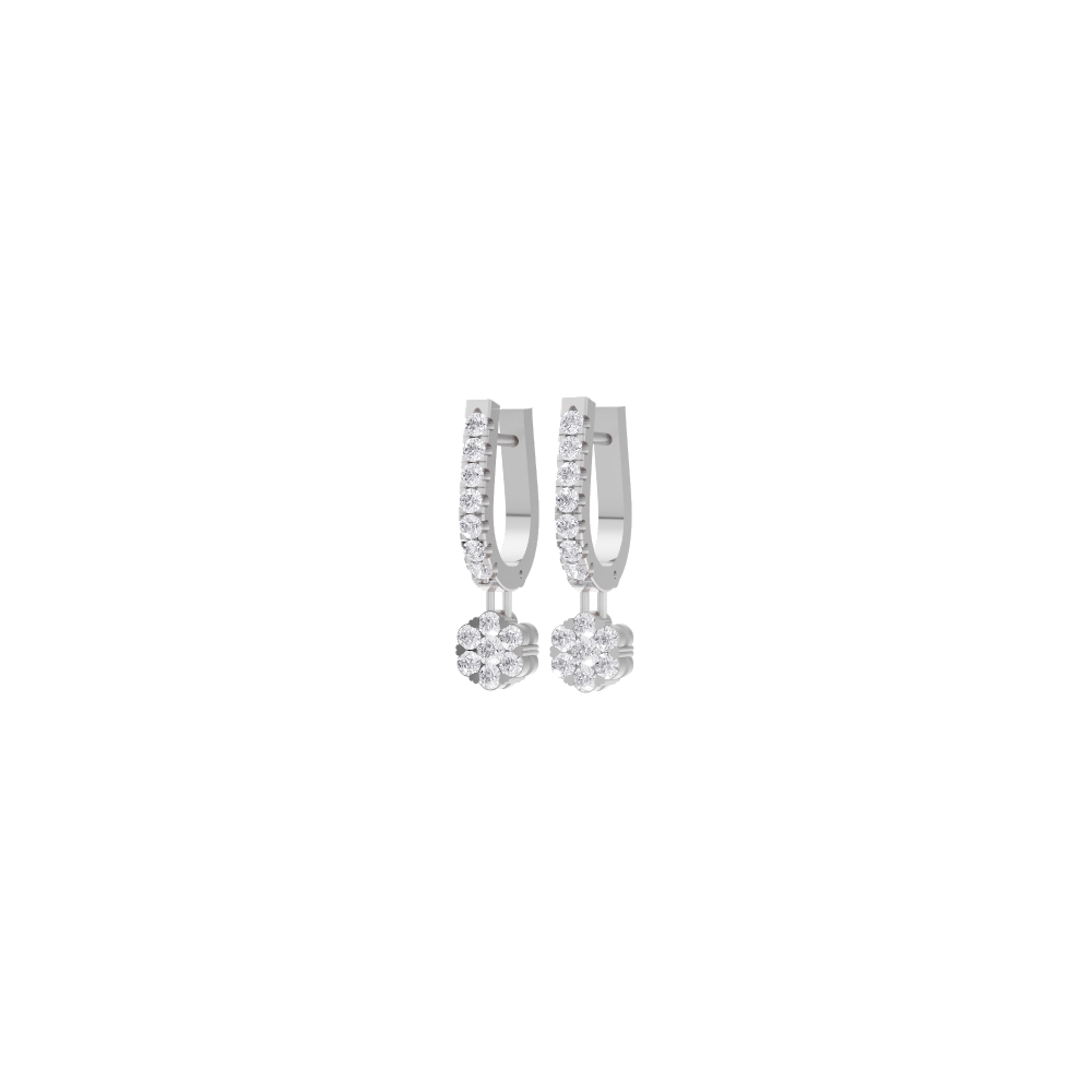 Aarinya Floral Cluster Linear Lab-Grown Diamond Drop Earrings