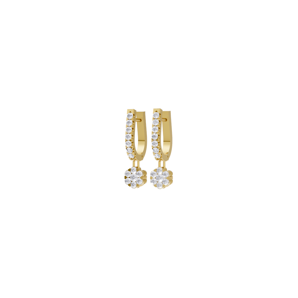 Aarinya Floral Cluster Linear Lab-Grown Diamond Drop Earrings