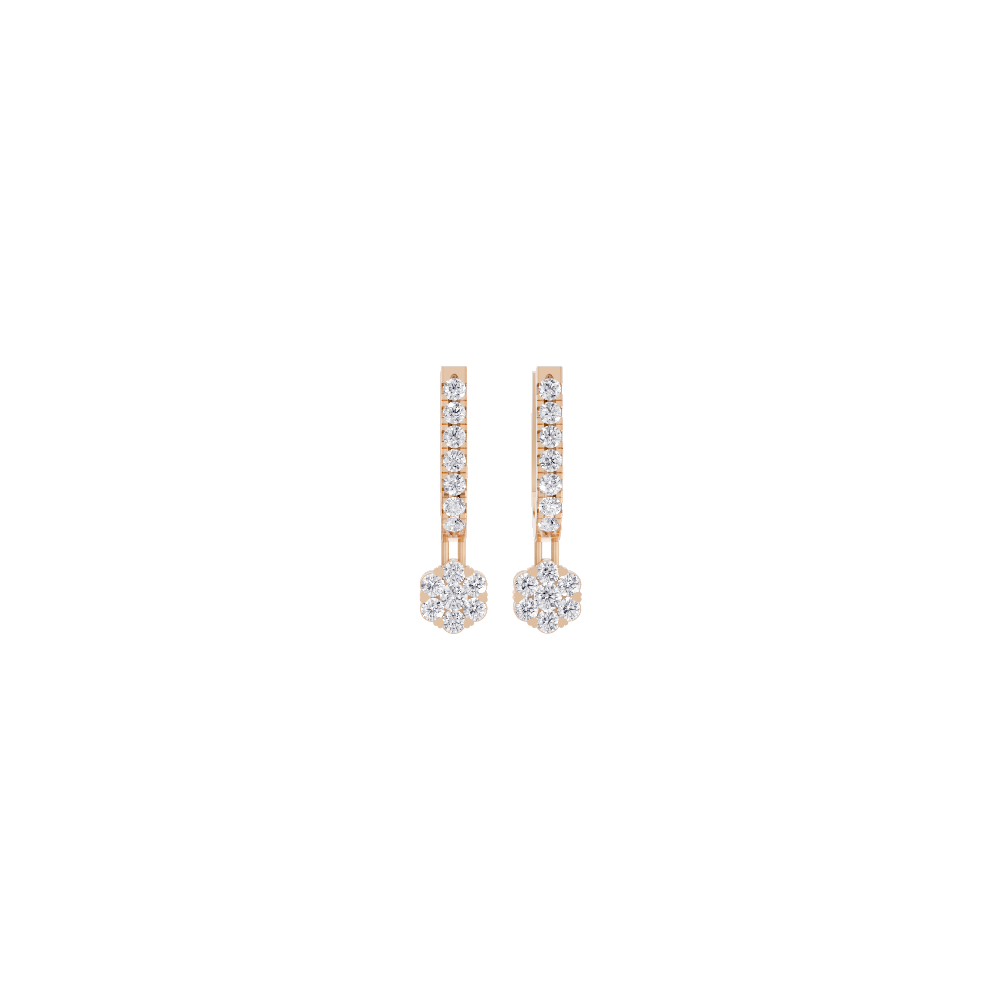 Aarinya Floral Cluster Linear Lab-Grown Diamond Drop Earrings
