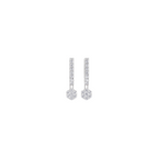 Aarinya Floral Cluster Linear Lab-Grown Diamond Drop Earrings