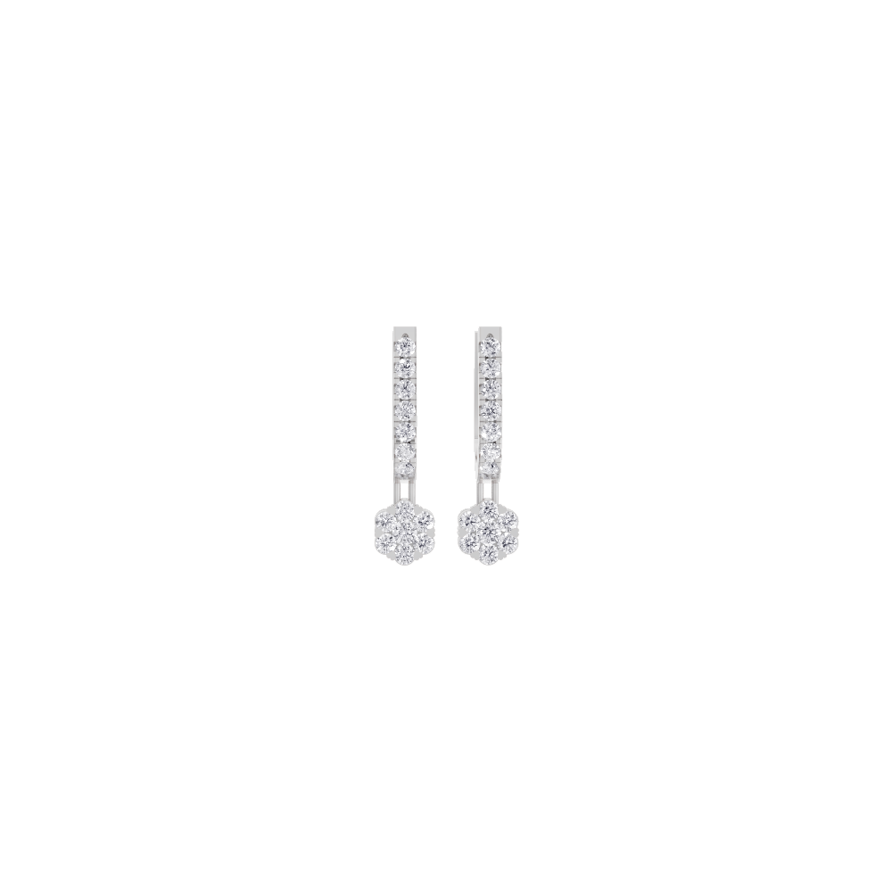 Aarinya Floral Cluster Linear Lab-Grown Diamond Drop Earrings