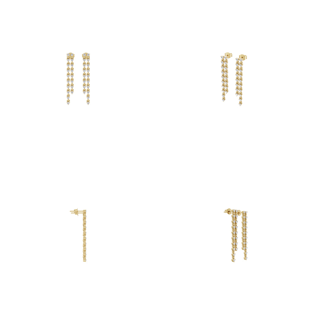 Aarinya Staggered Waterfall Diamond Drop Earrings
