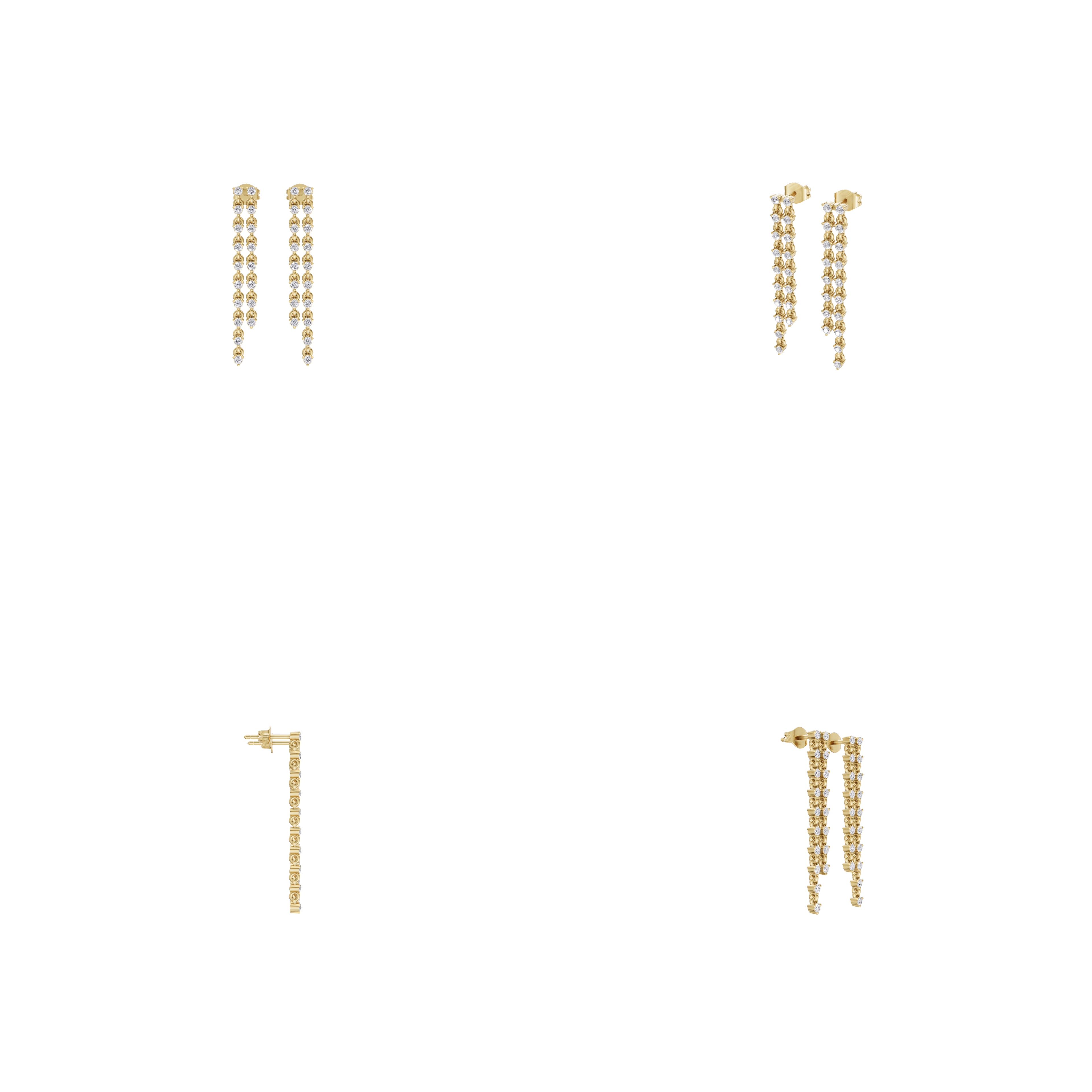 Aarinya Staggered Waterfall Diamond Drop Earrings