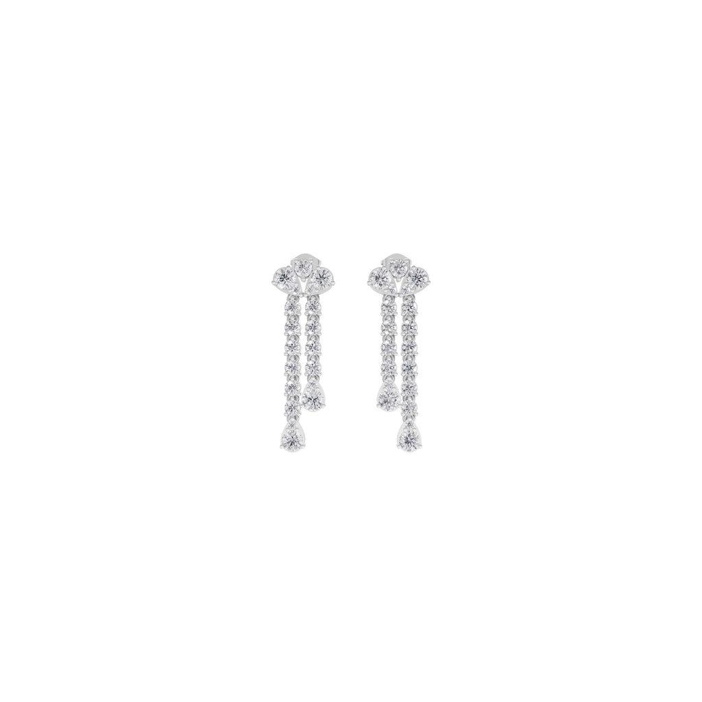 Aarinya Fan-Cluster Dual-Strand Diamond Drop Earrings