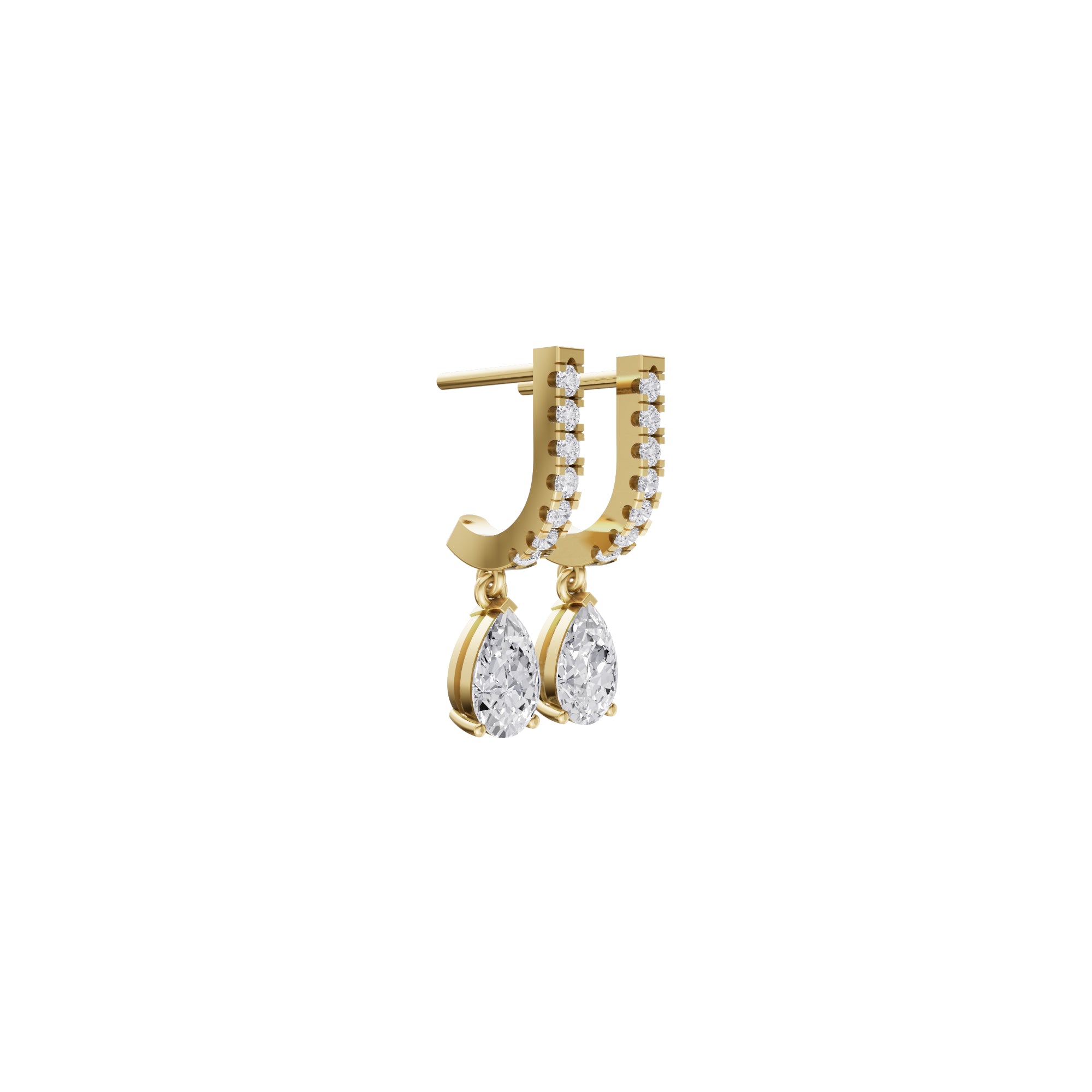 Aarinya Pear-Cut Solitaire Linear Diamond Drop Earrings