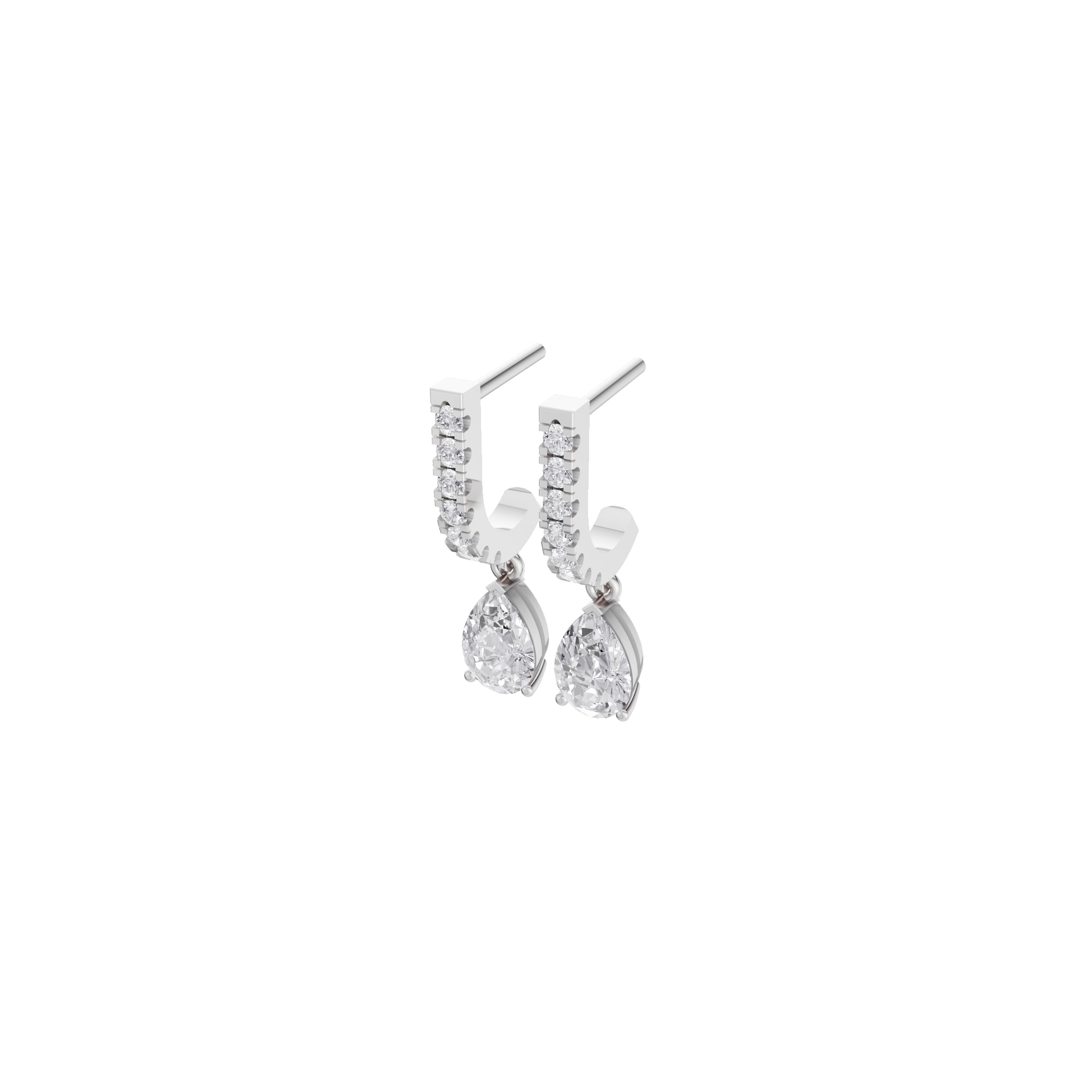 Aarinya Pear-Cut Solitaire Linear Diamond Drop Earrings