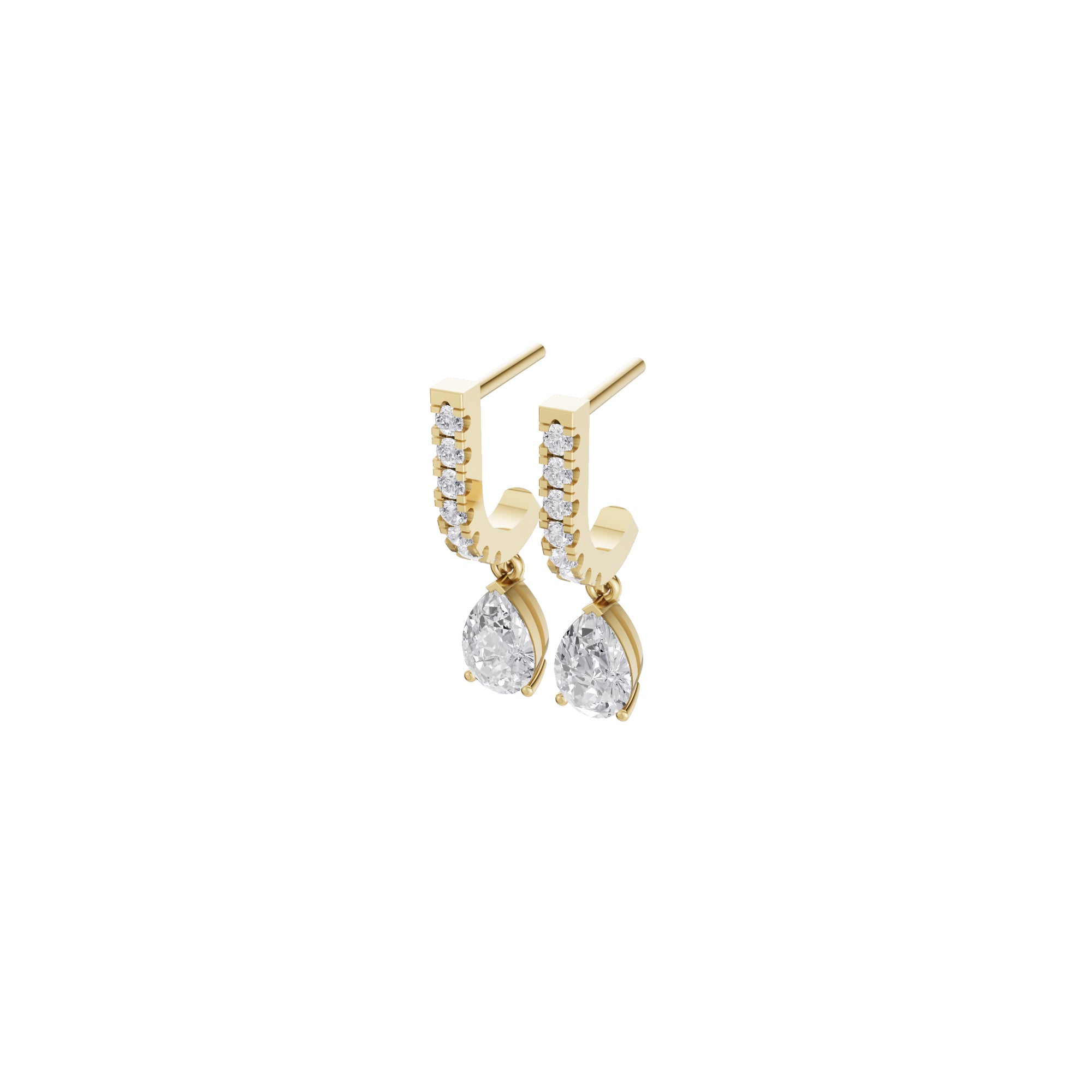 Aarinya Pear-Cut Solitaire Linear Diamond Drop Earrings