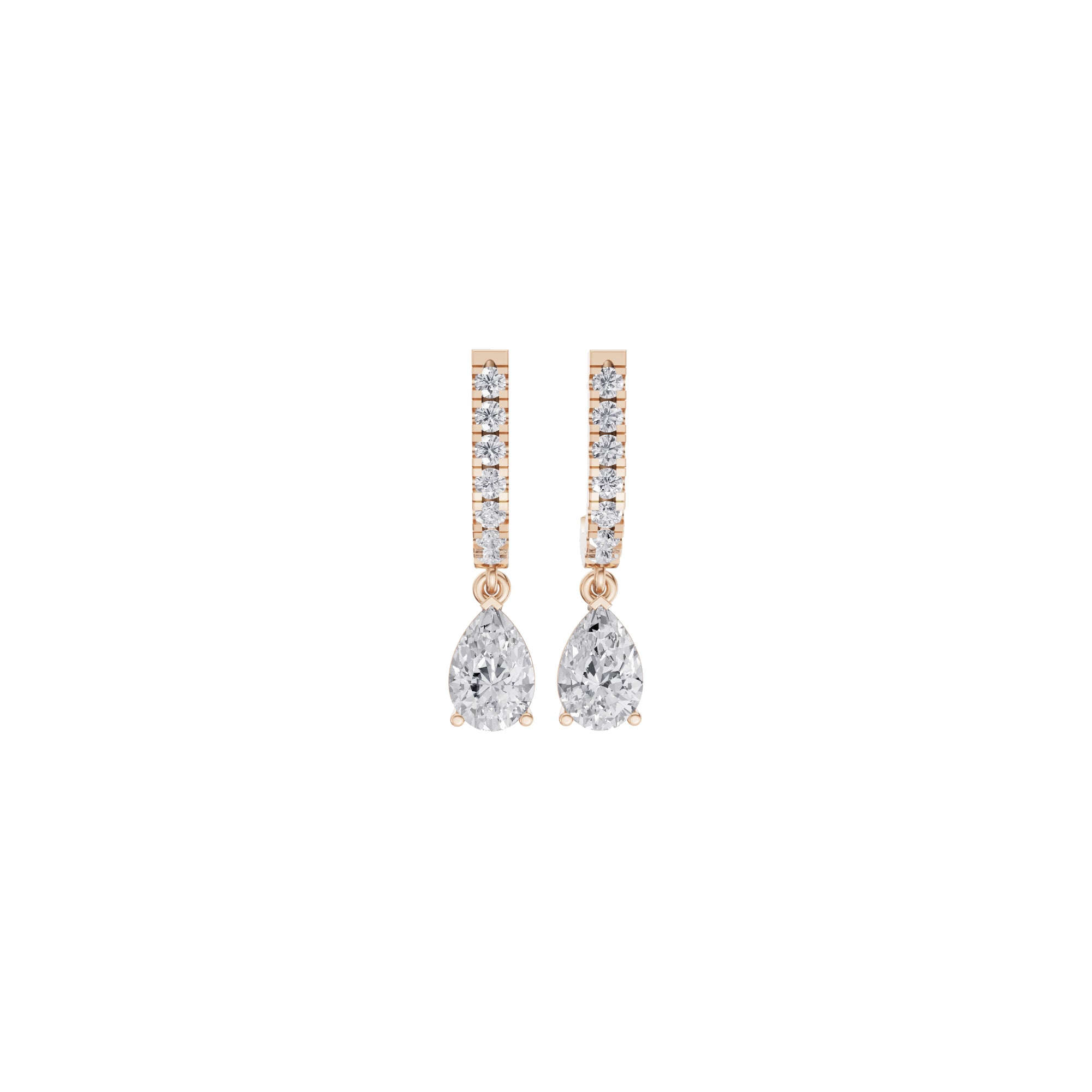 Aarinya Pear-Cut Solitaire Linear Diamond Drop Earrings