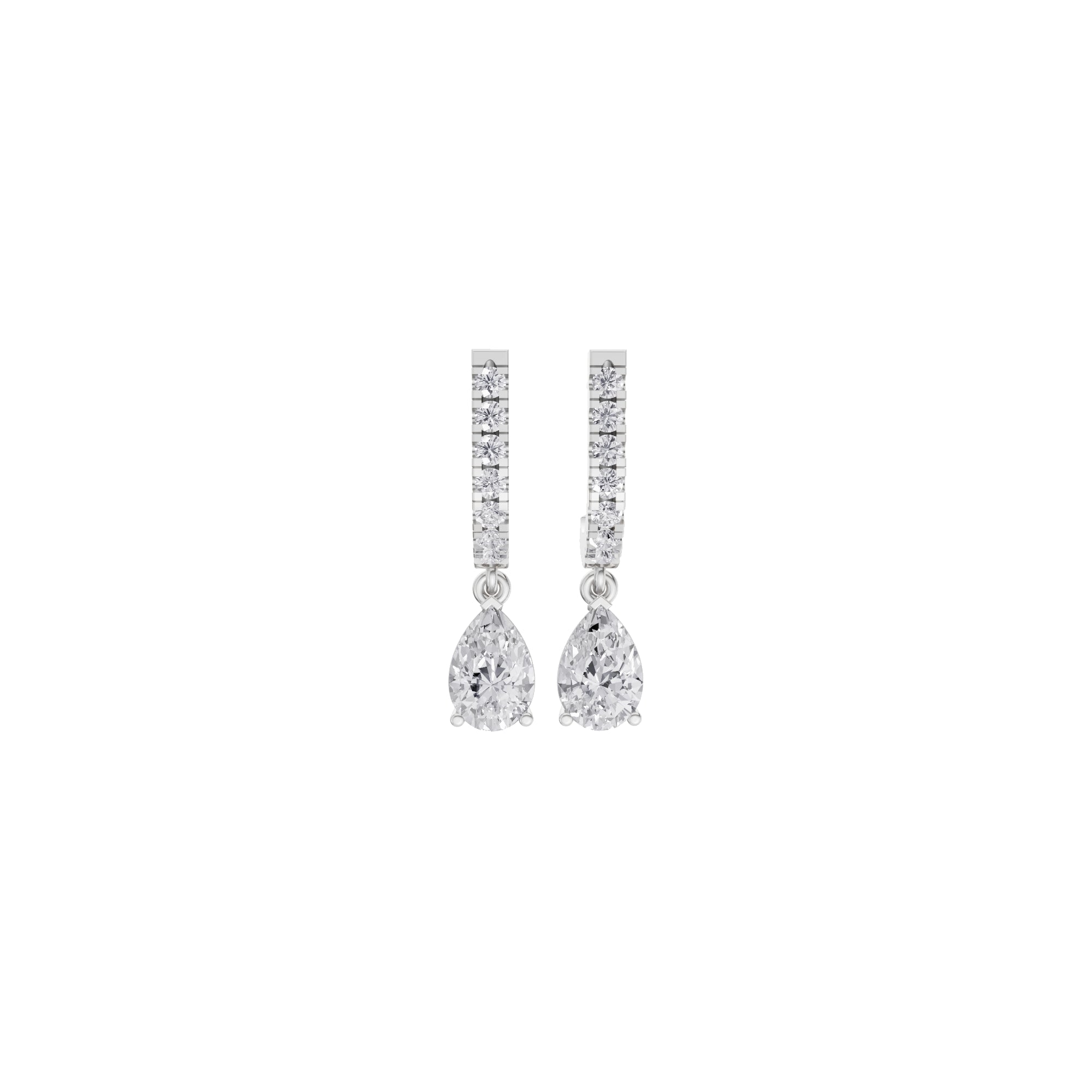 Aarinya Pear-Cut Solitaire Linear Diamond Drop Earrings