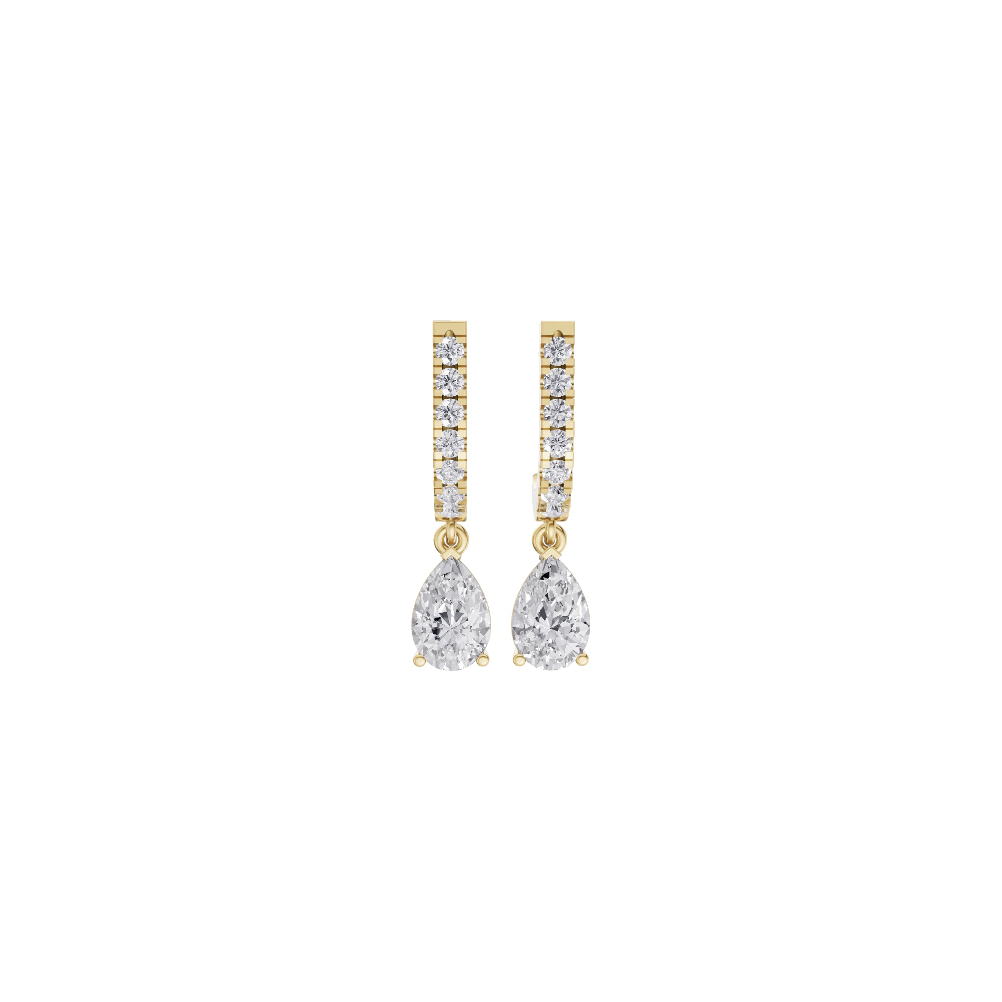 Aarinya Pear-Cut Solitaire Linear Diamond Drop Earrings
