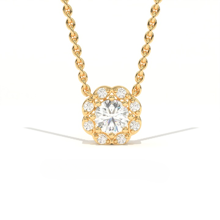 Aarinya Blossom Floral Pendant, Daily Wear / Office Wear Pendant, Milestone Birthday Gift, Floral Diamond Pendant
