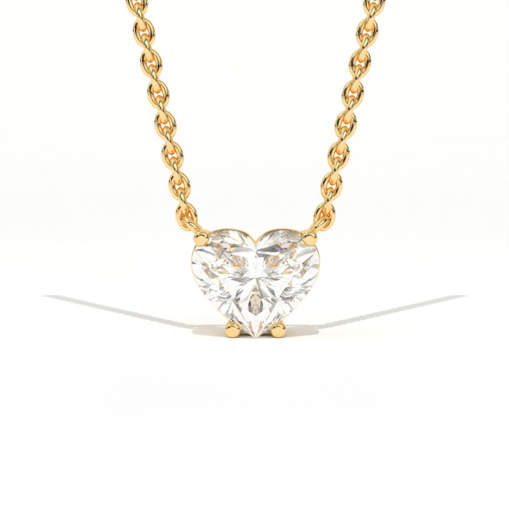 Aarinya Amore Heart Pendant, Minimalist Heart Cut Diamond Pendant