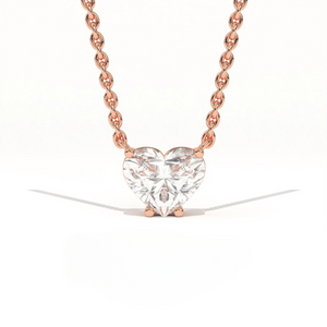 Aarinya Amore Heart Pendant, Minimalist Heart Cut Diamond Pendant