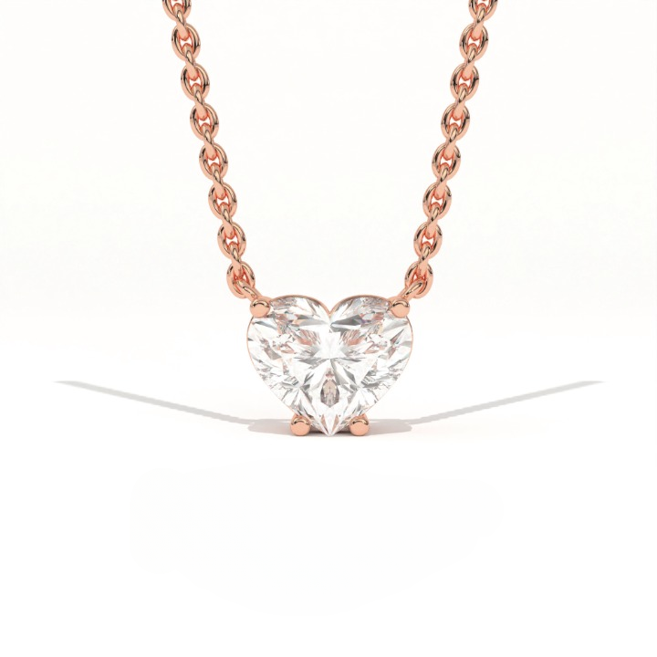 Aarinya Amore Heart Pendant, Minimalist Heart Cut Diamond Pendant