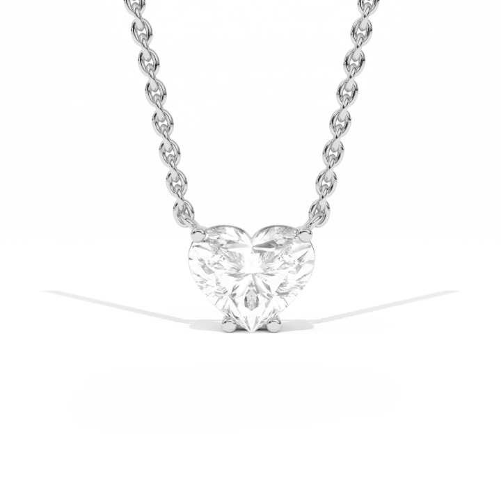 Aarinya Amore Heart Pendant, Minimalist Heart Cut Diamond Pendant