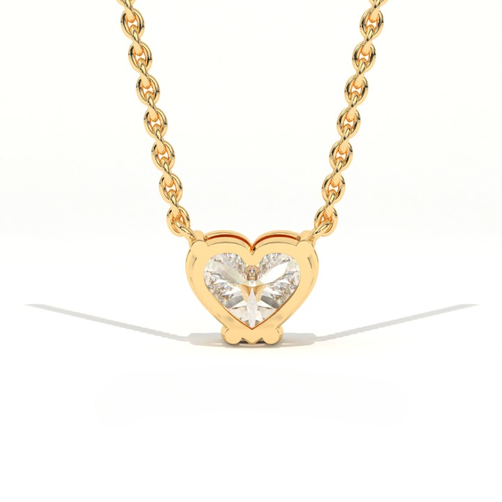 Aarinya Amore Heart Pendant, Minimalist Heart Cut Diamond Pendant